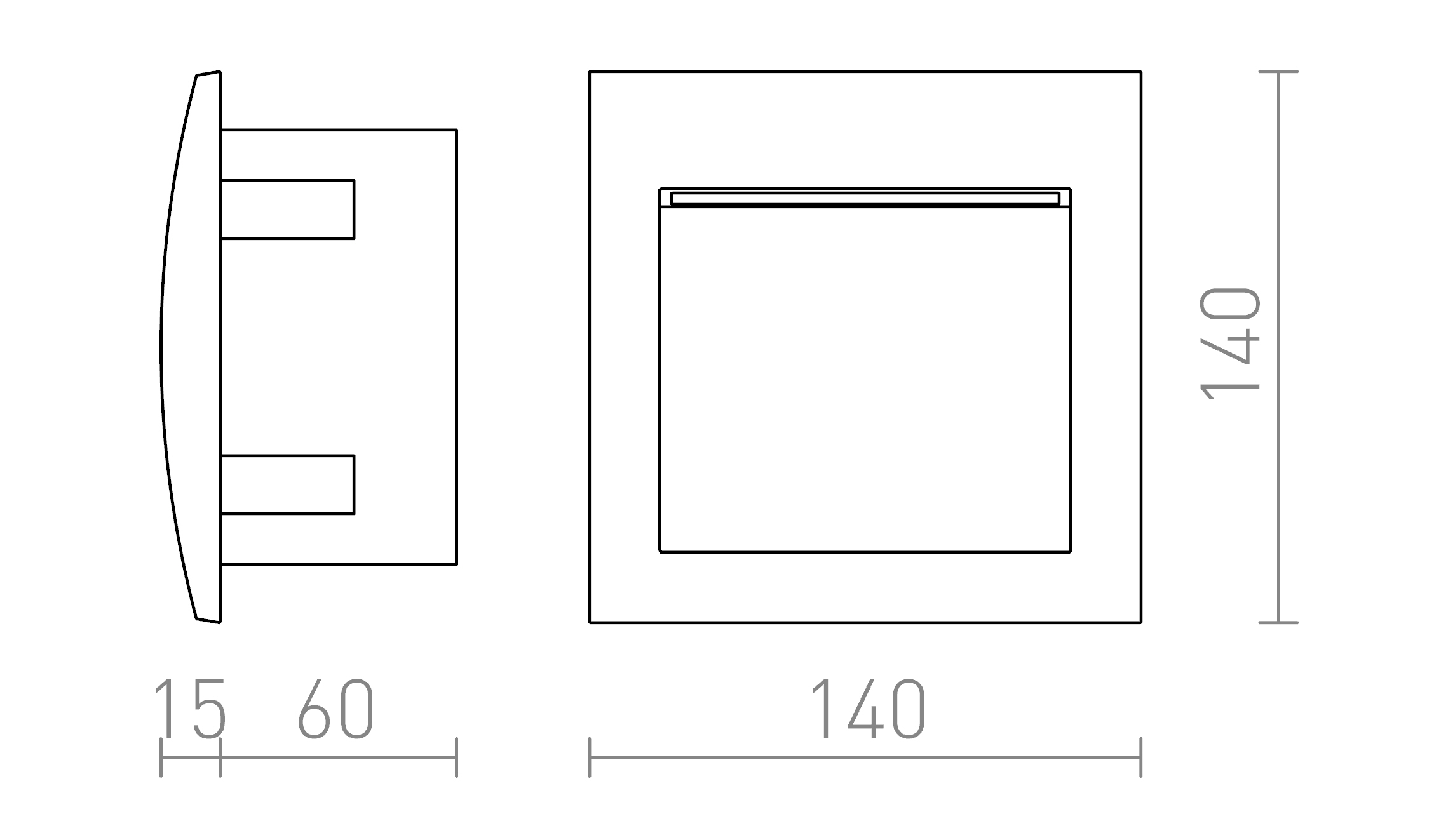 Termék vázlat – LEDRA GORDIQ M süllyesztett lámpa antracitszürke 230V LED 3W IP65 3000K
