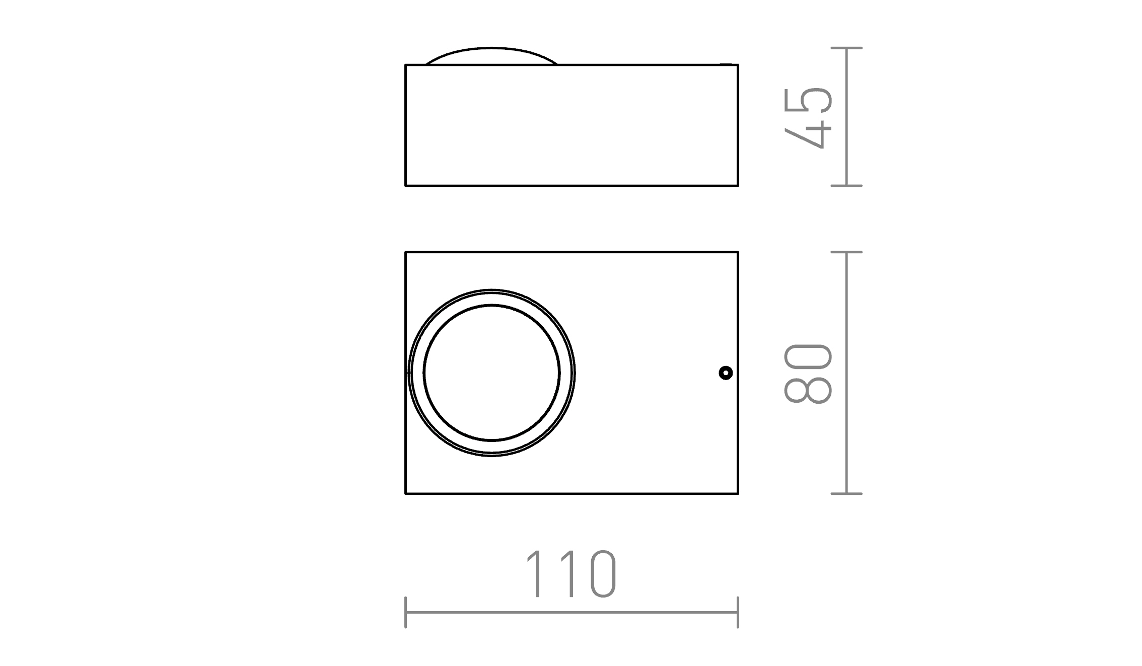 Termék vázlat – LEDRA KORSO I fali lámpa szálcsiszolt alumínium 230V LED 5W 120° IP54 3000K