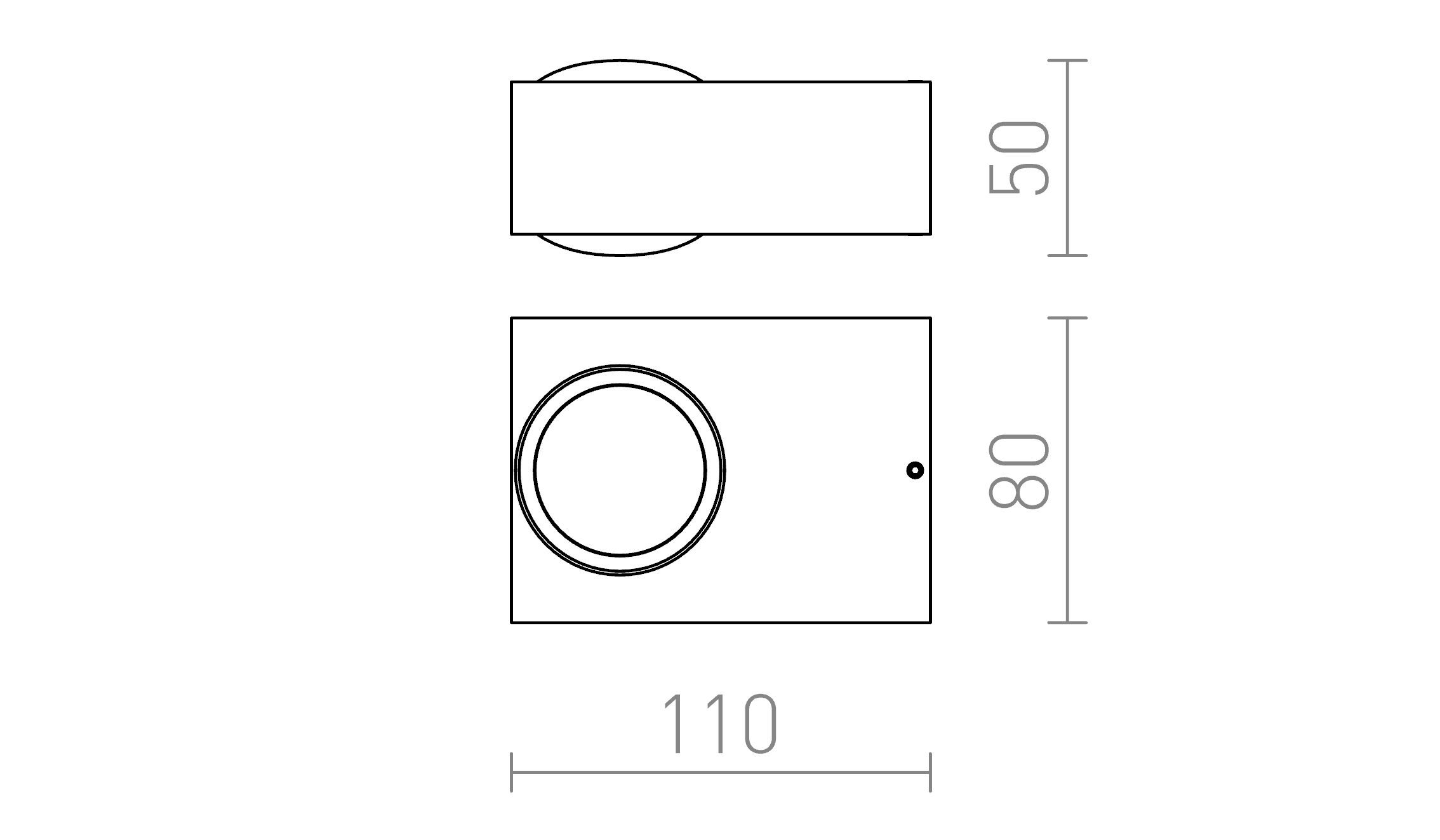 Termék vázlat – LEDRA KORSO II fali lámpa fekete elox 230V LED 2x3W 120° IP54 3000K