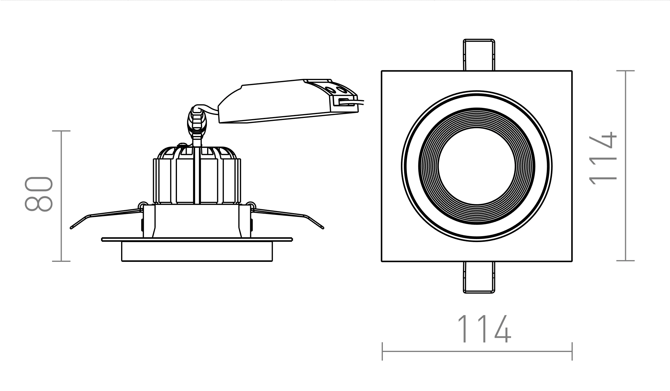 Termék vázlat – LEDRA SHARM SQ I süllyesztett lámpa fekete/fekete réz 230V LED 10W 24° 3000K
