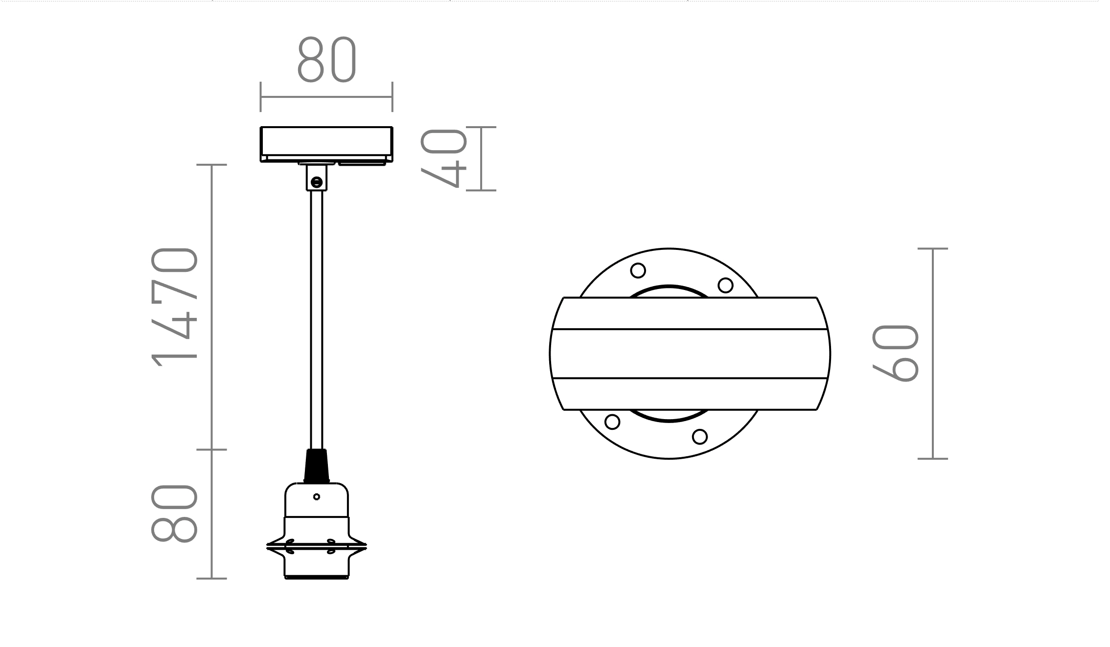 Termék vázlat – LEDRA ELISA egyáramkörös sínre FEKAS1+FEK+AF 230V LED E27 15W