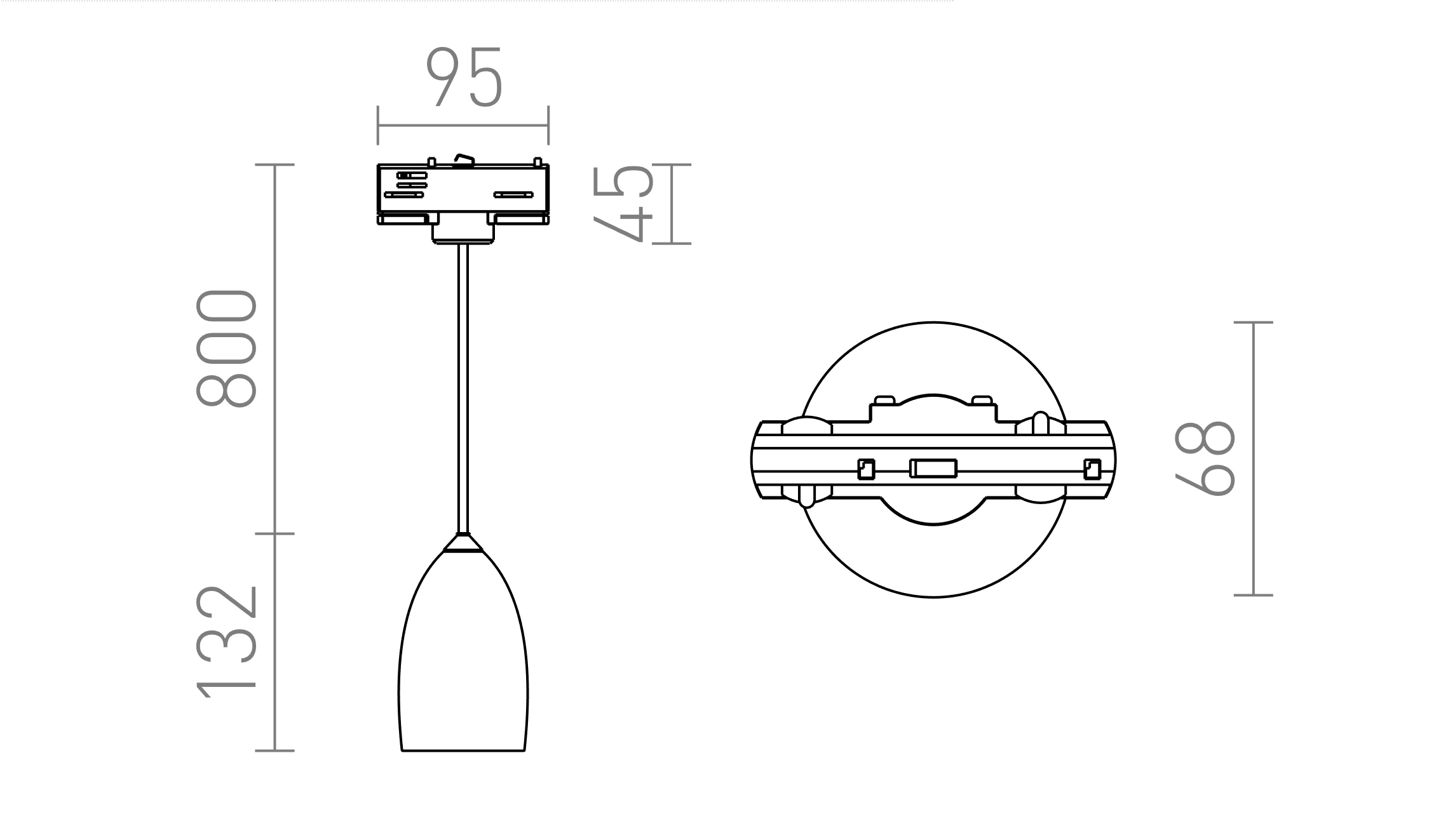 Termék vázlat – LEDRA BABADES háromáramkörös sínre matt nikkel 230V GU10 35W