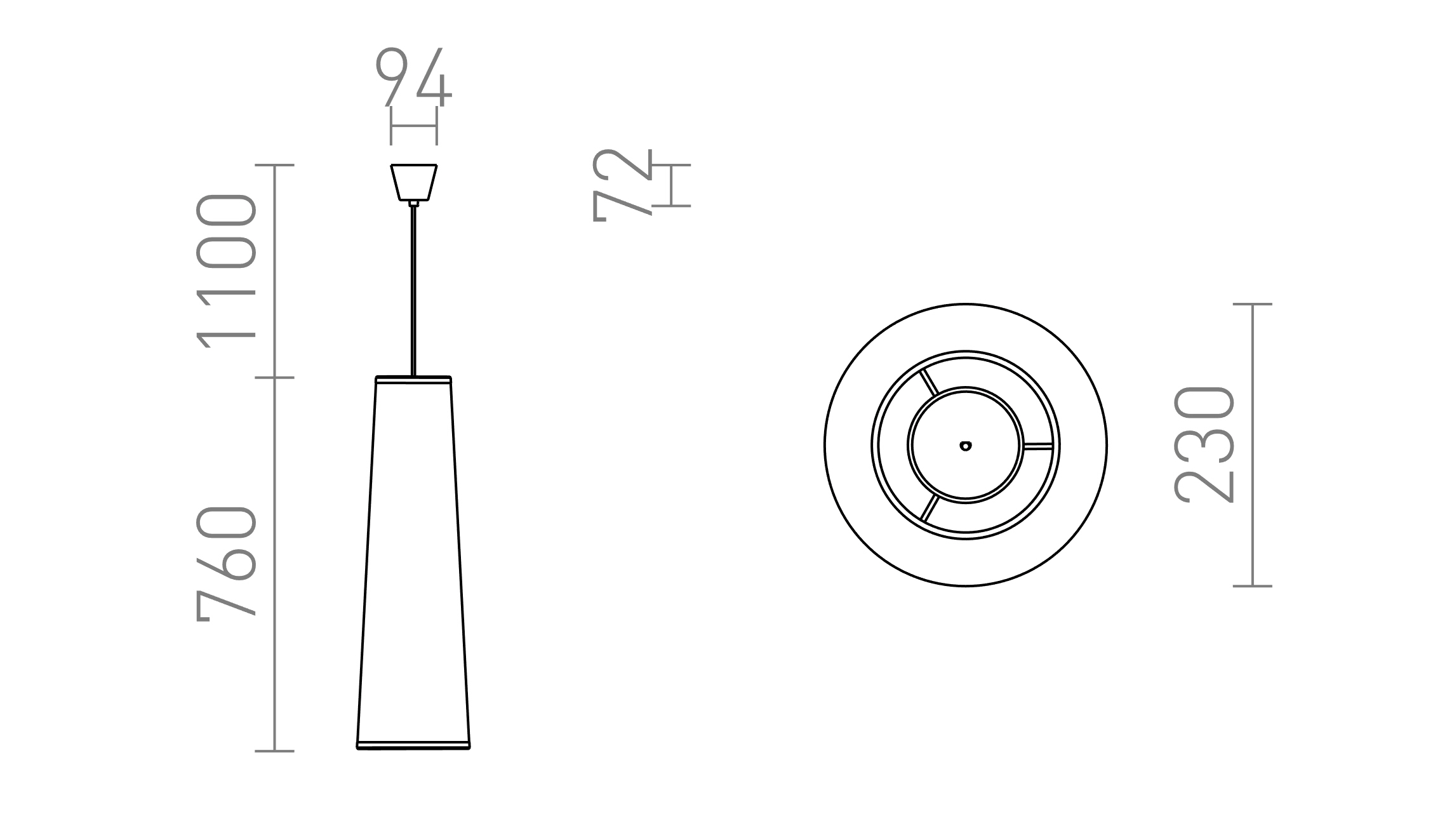 Termék vázlat – LEDRA ESME 76 függőlámpa fehér/narancssárga 230V LED E27 15W