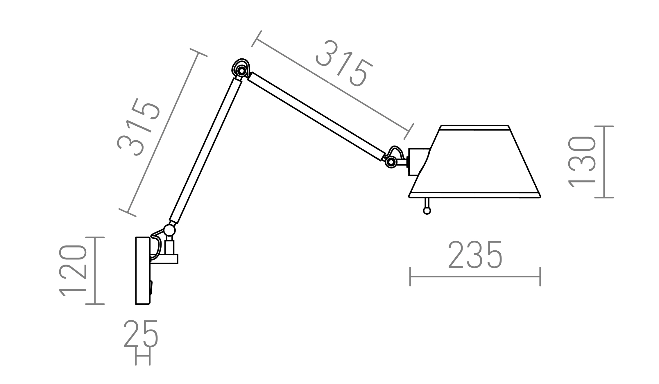 Termék vázlat – LEDRA MONTANA fali lámpa fehér/fekete króm 230V LED E27 11W