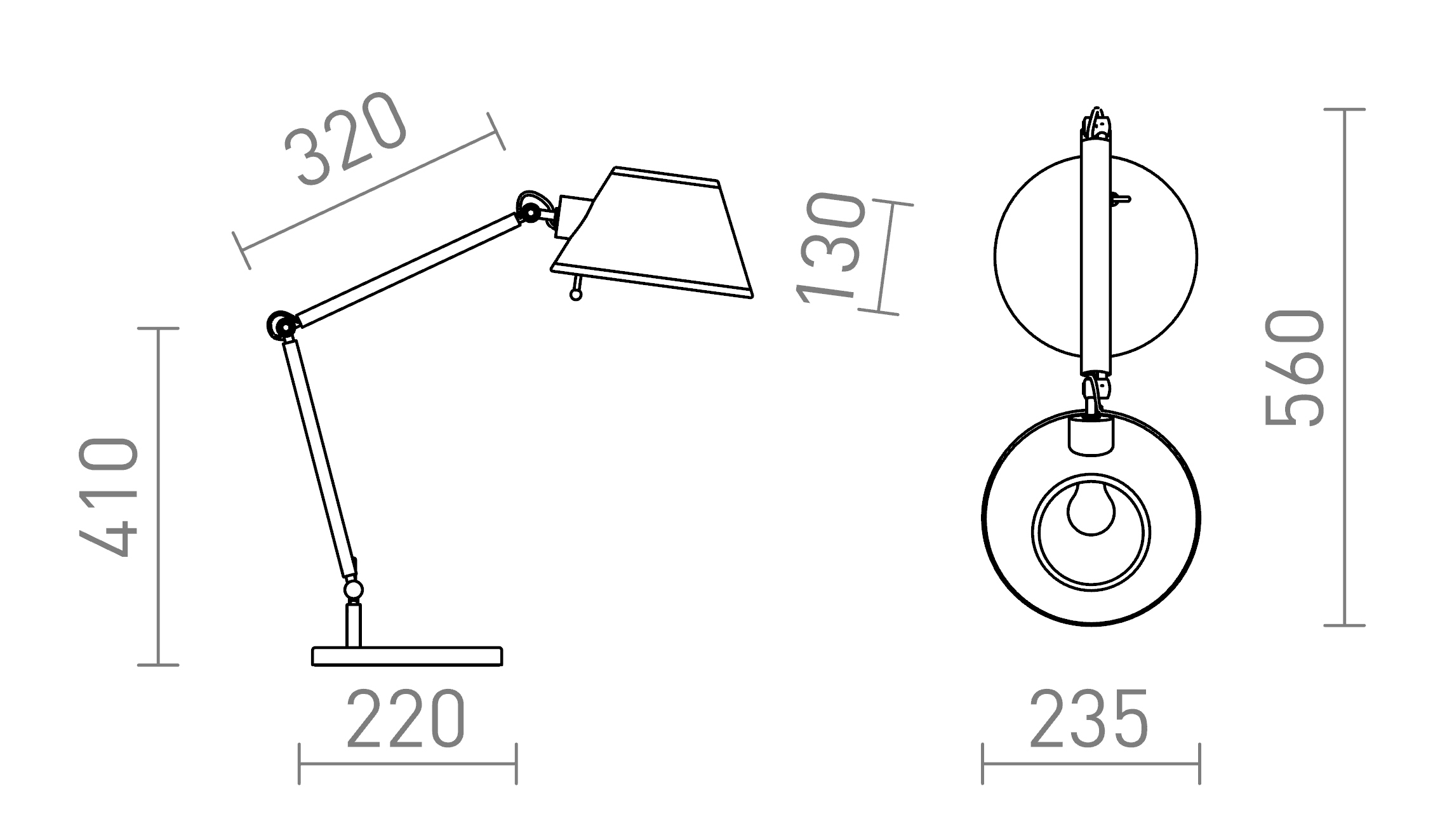 Termék vázlat – LEDRA MONTANA asztali lámpa fehér/fekete króm 230V LED E27 11W