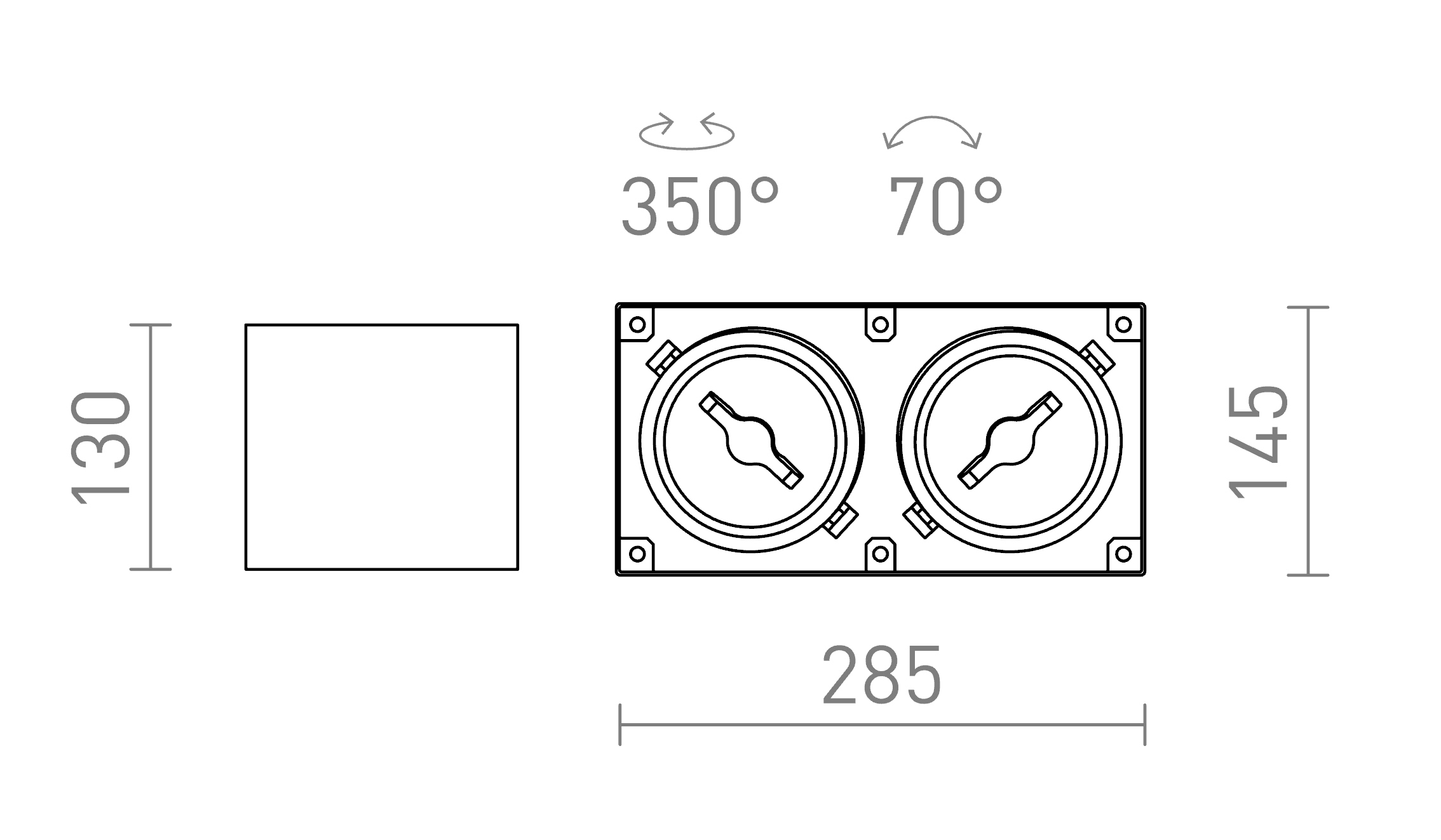 Termék vázlat – LEDRA JAMES II DIMM mennyezeti lámpa matt fehér 230V LED 2x15W 24° 3000K