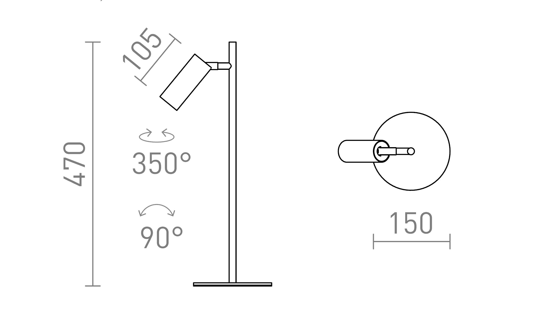 Termék vázlat – LEDRA TAPIO asztali lámpa fekete 230V LED 4.5W 3000K