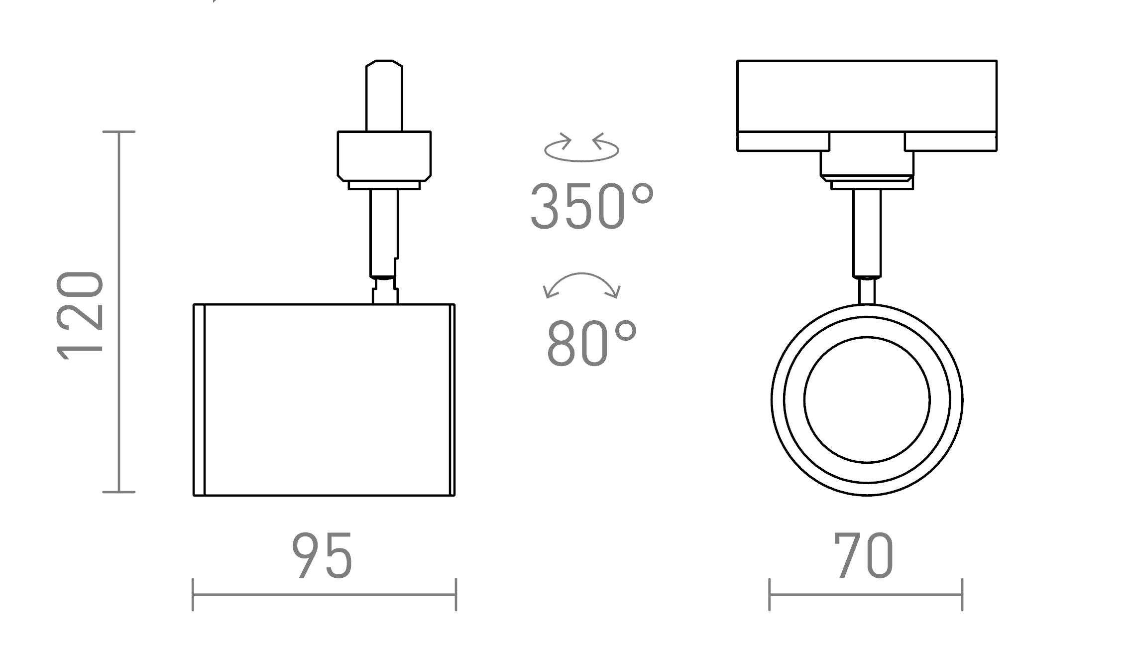 Termék vázlat – LEDRA CADENZA háromáramkörös sínre fehér 230V LED GU10 10W