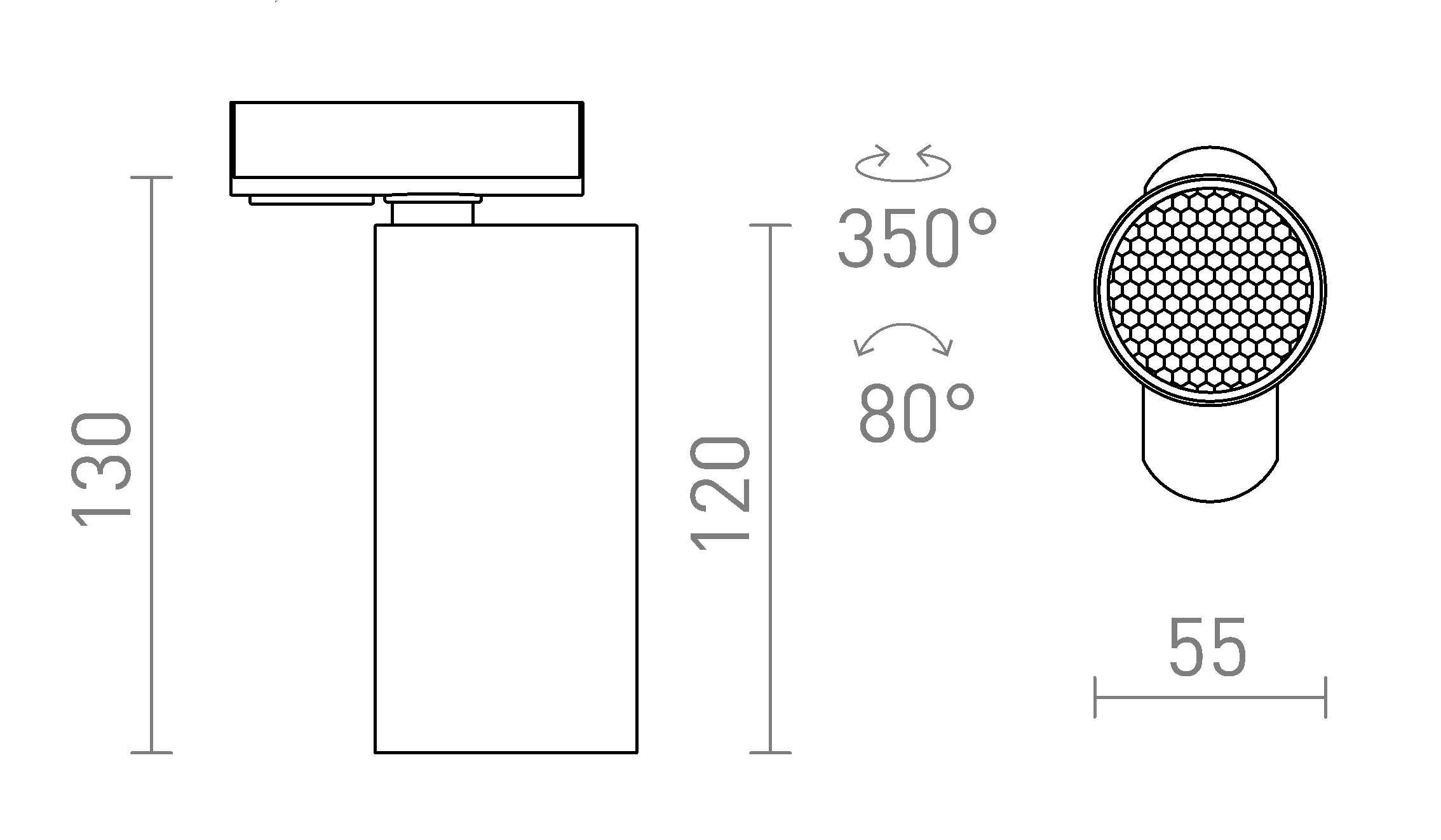 Termék vázlat – LEDRA FORZA egyáramkörös sínre fehér 230V LED GU10 10W