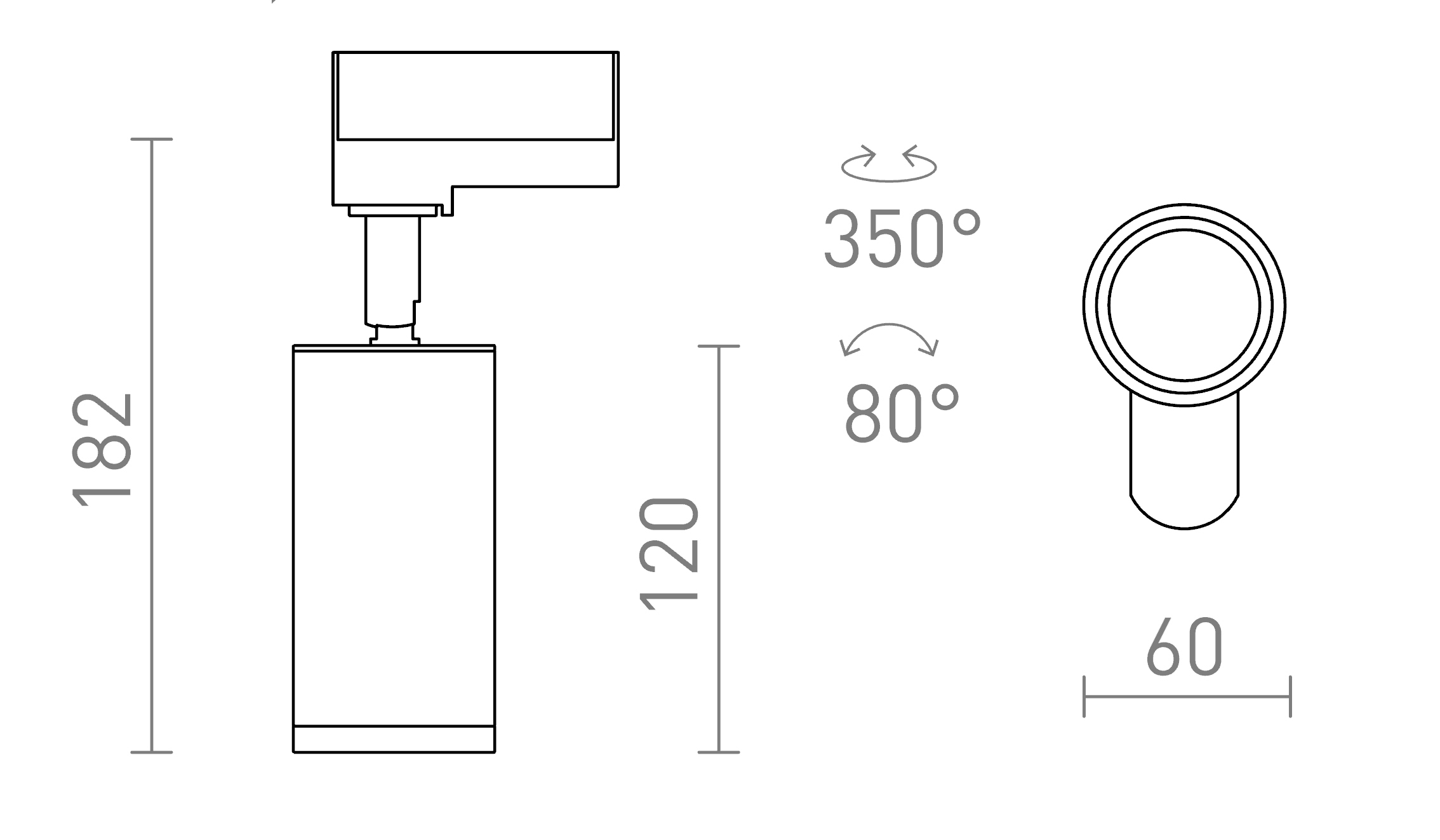Termék vázlat – LEDRA BELENOS háromáramkörös sínre fekete 230V LED GU10 9W