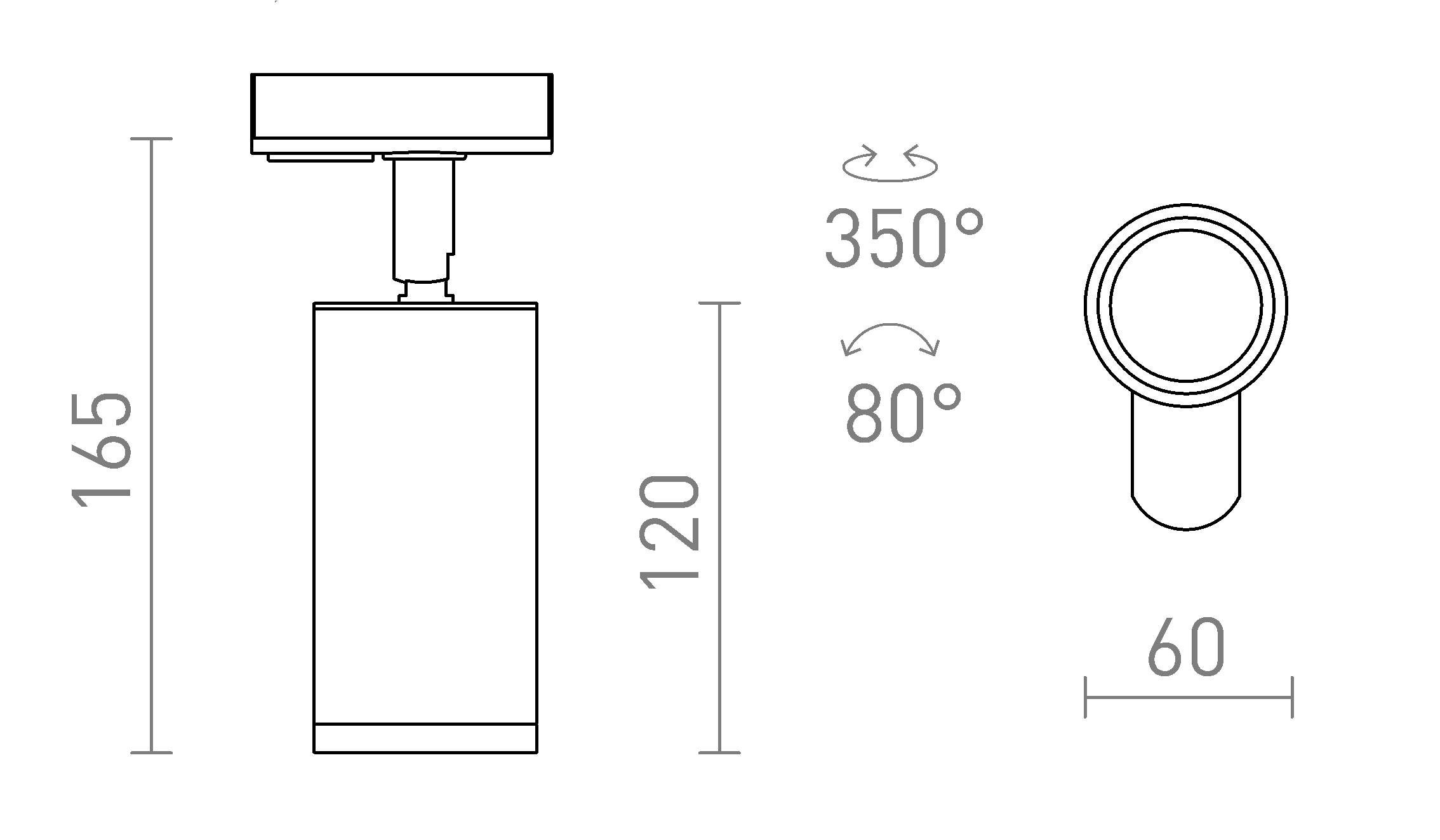 Termék vázlat – LEDRA BELENOS egyáramkörös sínre fehér 230V LED GU10 9W