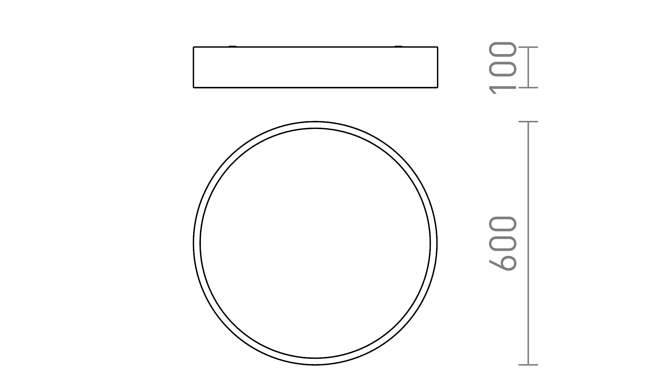 Termék vázlat – LEDRA MEZZO 60 DIMM mennyezeti lámpa fekete 230V LED 60W 3000K