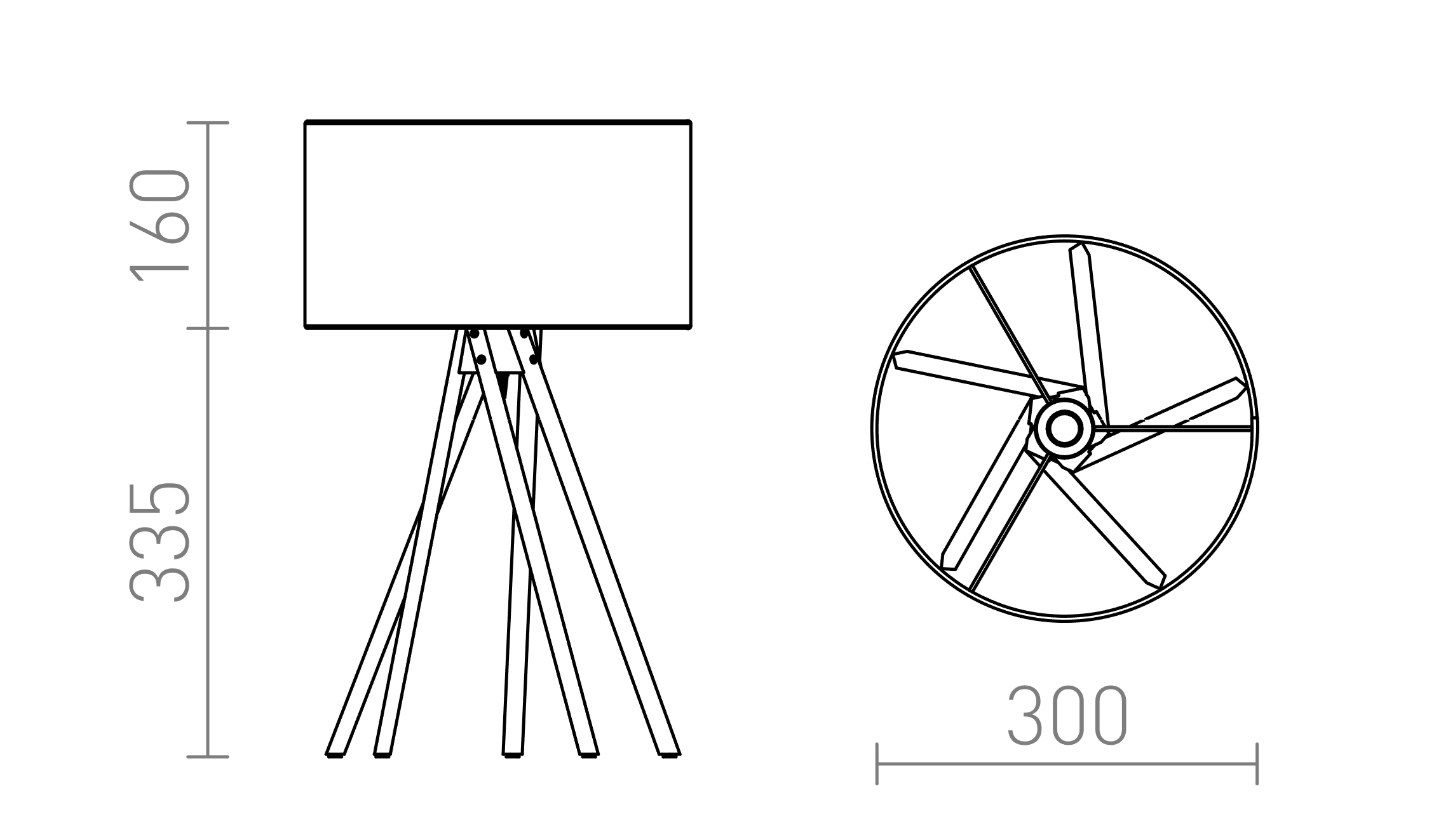 Termék vázlat – LEDRA EL PASO asztali lámpa szürke bambusz 230V LED E14 11W