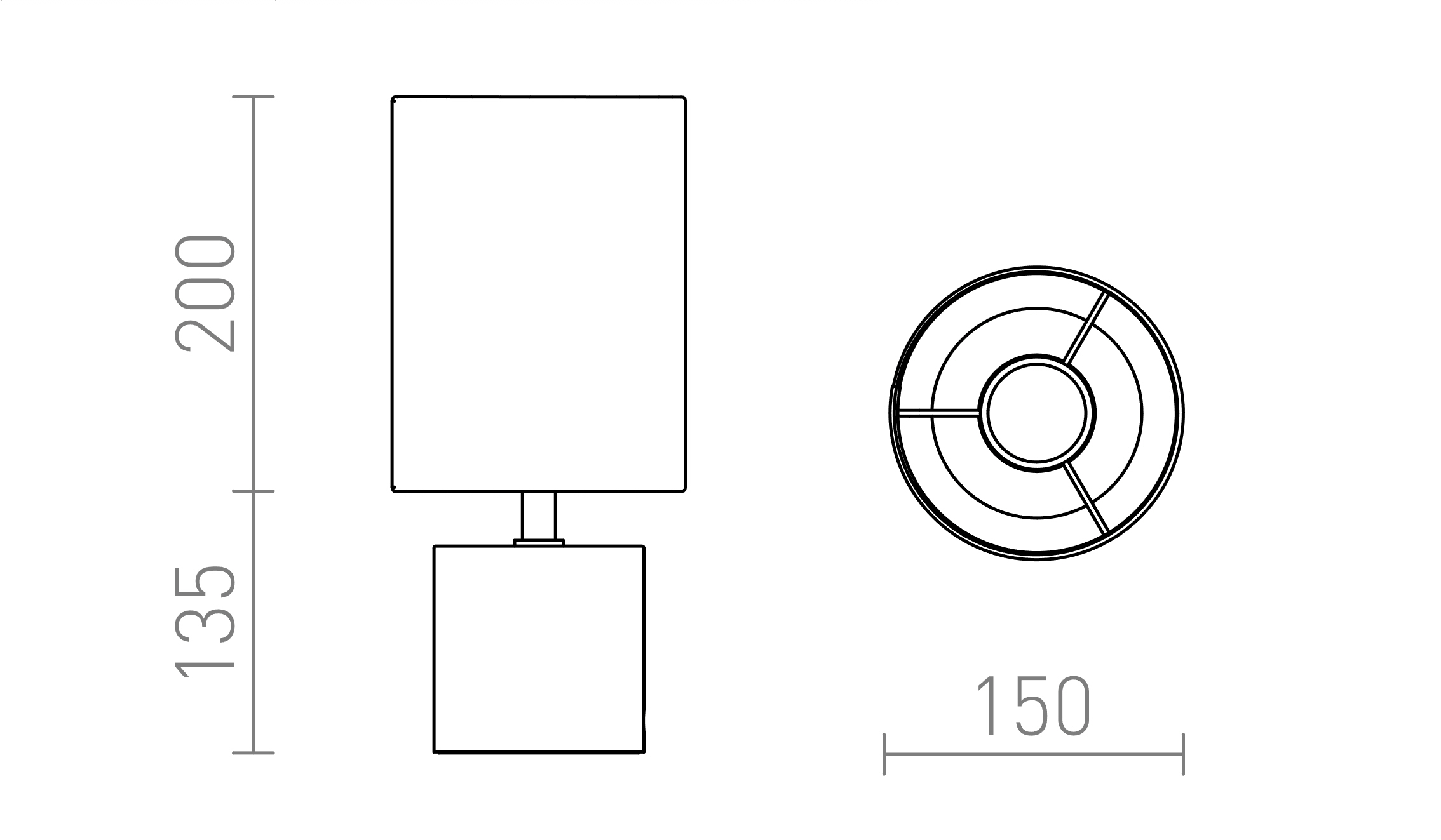 Termék vázlat – LEDRA CAMINO asztali lámpa búrával fehér dekoratív terasz 230V LED E27 15W