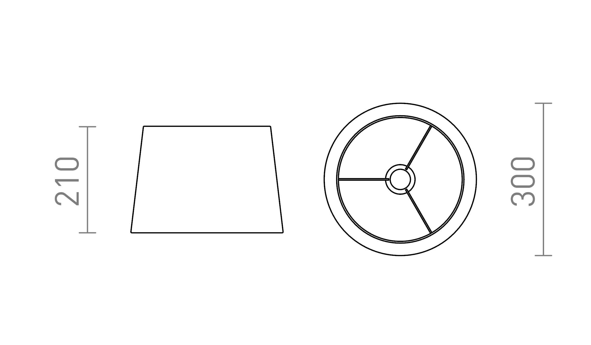 Termék vázlat – LEDRA AMBITUS 30/21 asztali lámpaernyő fehér max. 28W