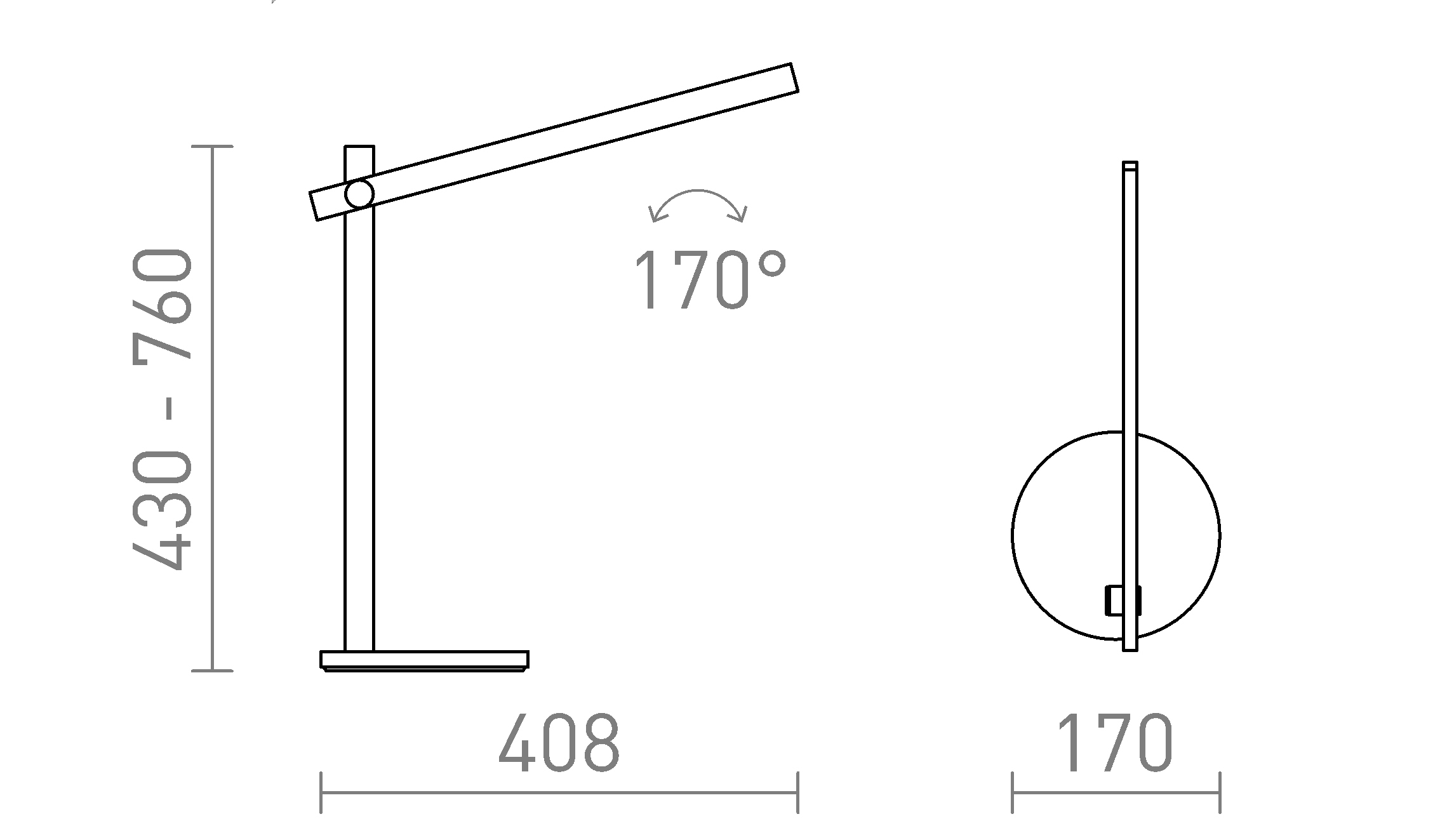 Termék vázlat – LEDRA ROD DIMM asztali lámpa fehér 230V LED 5.5W 3000K 4000K 6500K