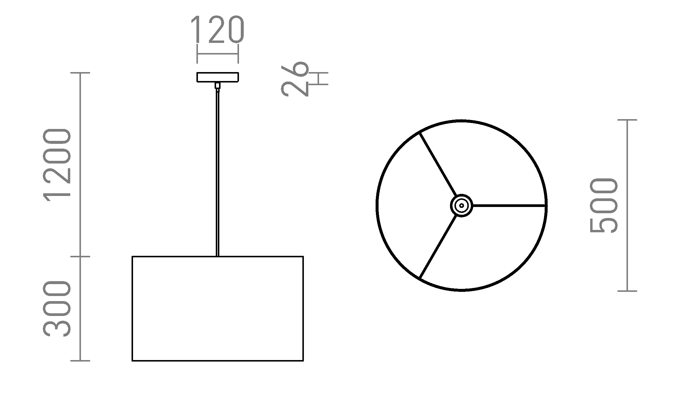 Termék vázlat – LEDRA FANCY 50/30 függőlámpa füstfólia 230V LED E27 15W