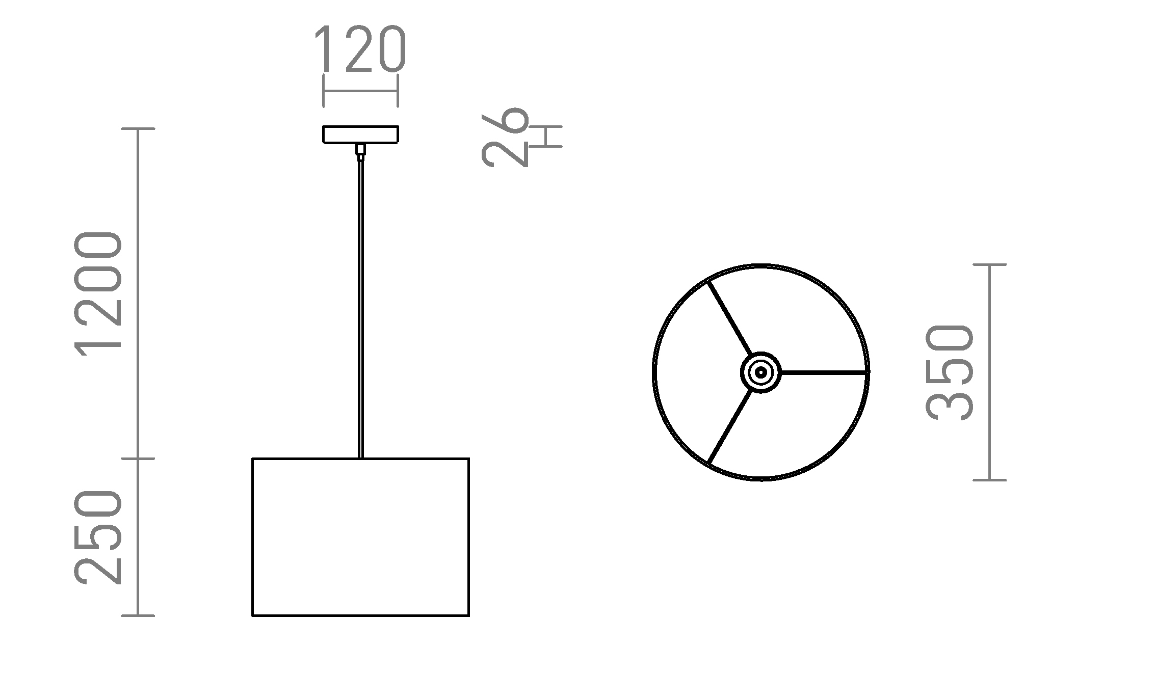 Termék vázlat – LEDRA FANCY 35/25 függőlámpa krómozott fólia 230V LED E27 15W