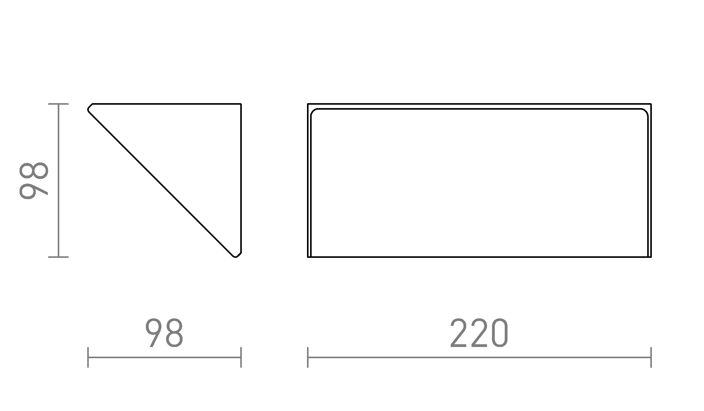Termék vázlat – LEDRA ANDANTE fali lámpa antracitszürke matt akrilát 230V LED 21W IP65 3000K