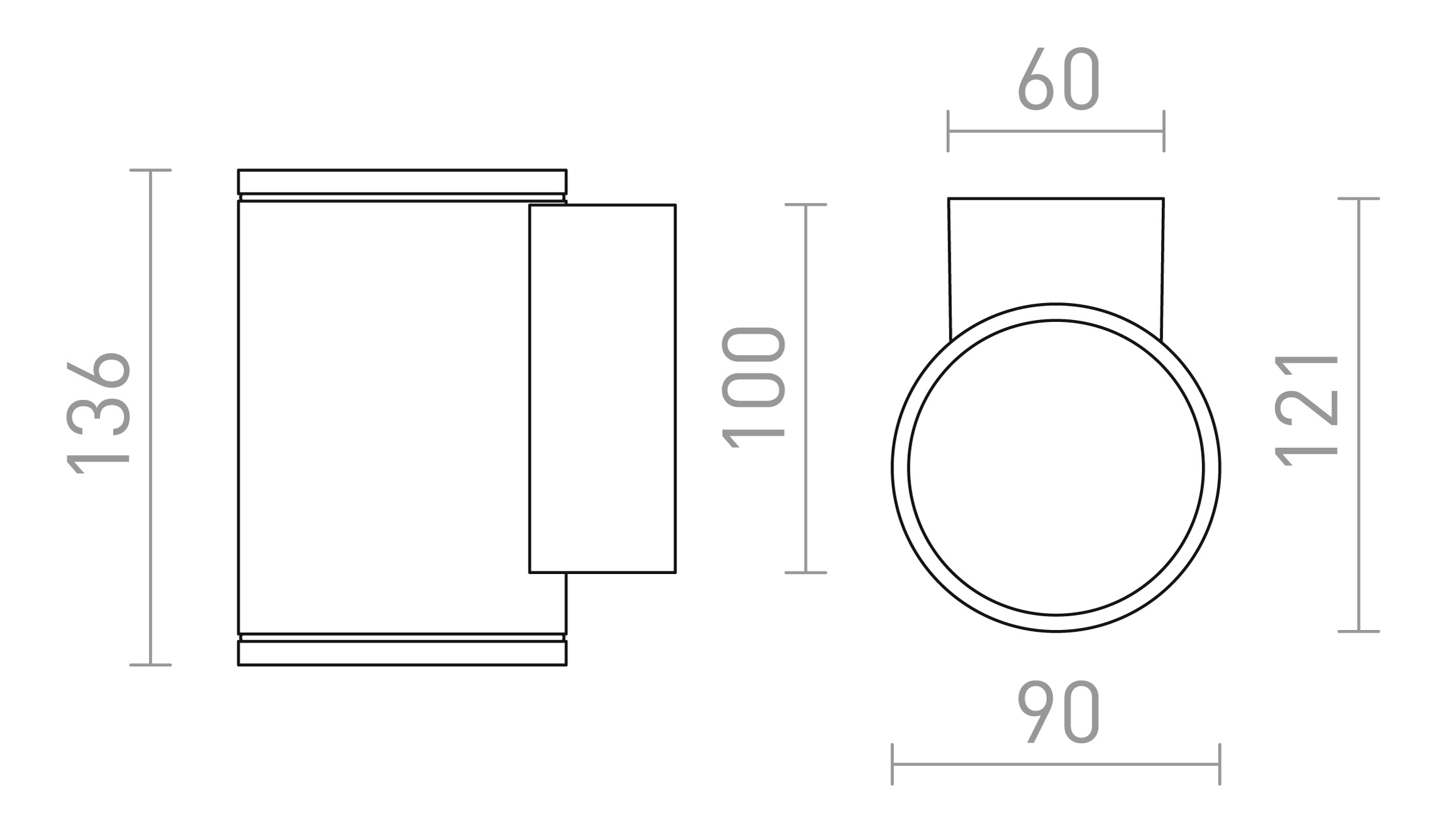 Termék vázlat – LEDRA LIZZI I fali lámpa antracit 230V LED GU10 8W IP54