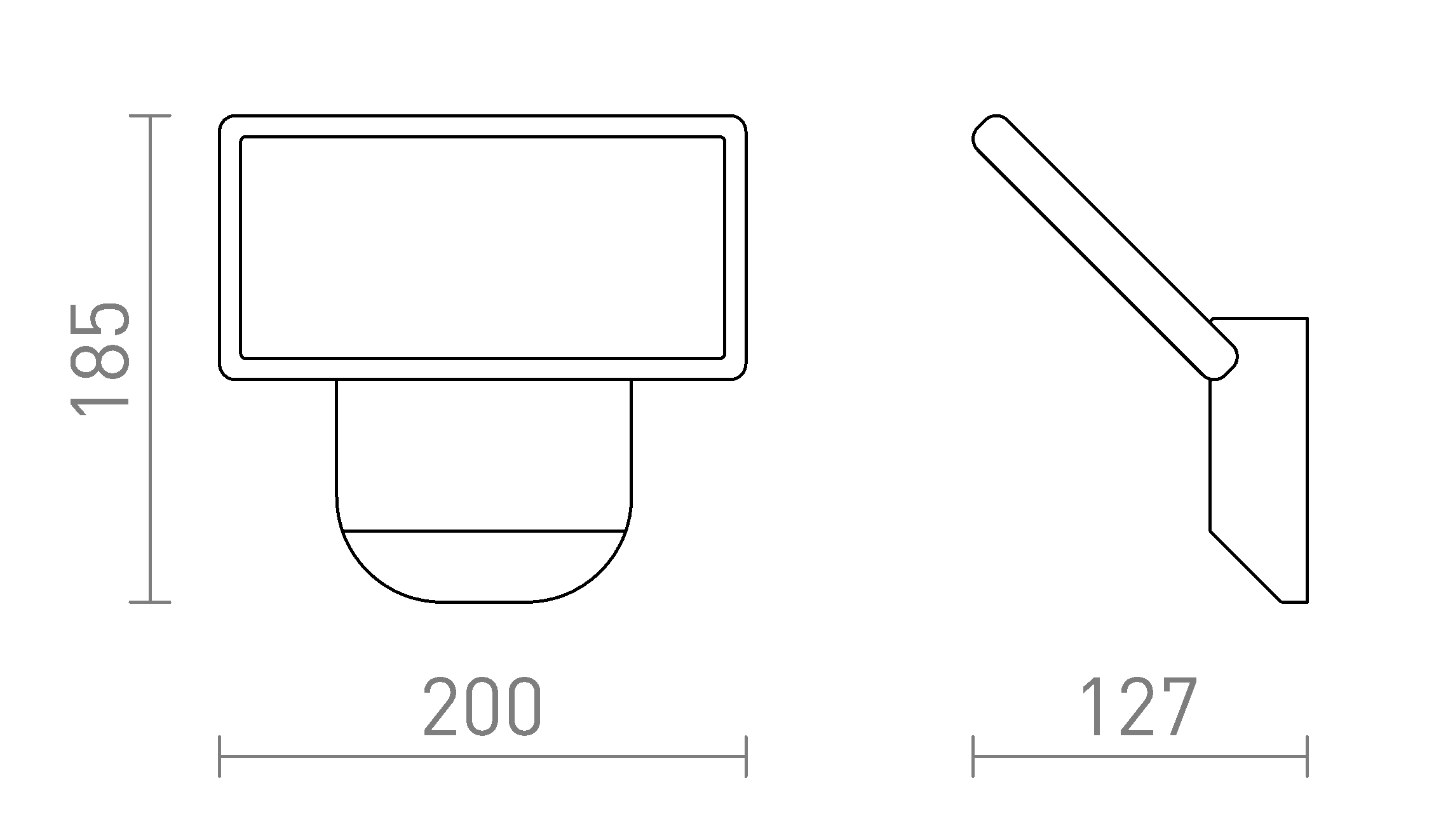 Termék vázlat – LEDRA COMODO fali lámpa antracitszürke 230V LED 20W IP65 3000K