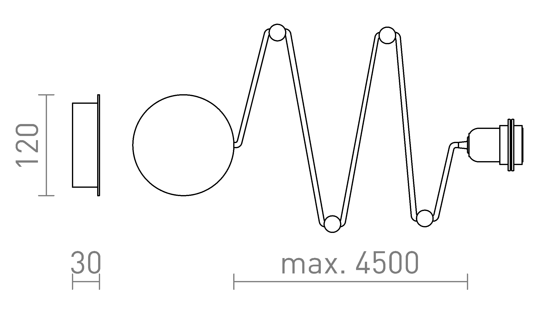 Termék vázlat – LEDRA SPIDER I függesztő készlet fekete króm 230V LED E27 15W
