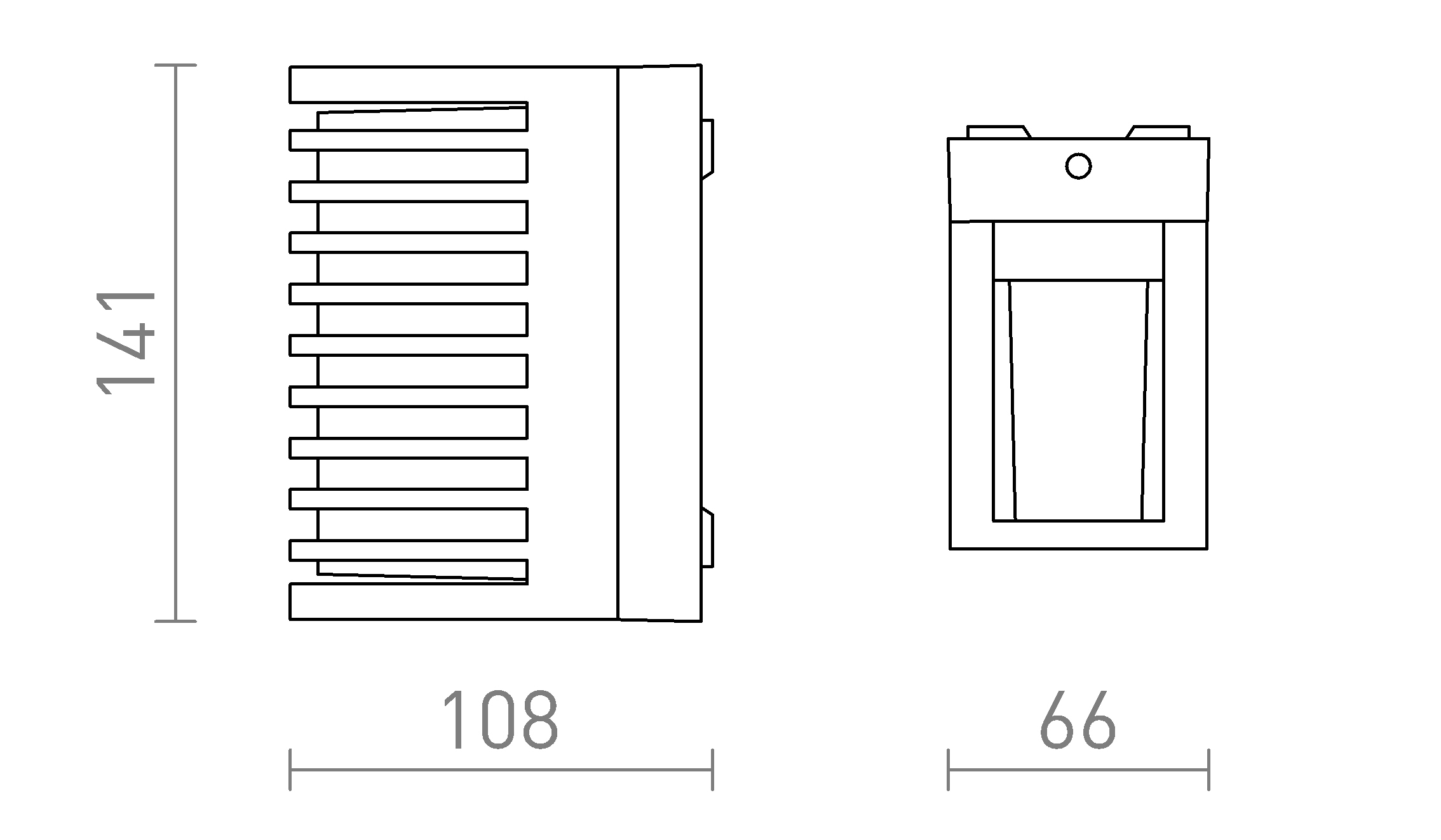 Termék vázlat – LEDRA CLAIRE RC fali lámpa antracit opálakril 230V LED 6W IP54 3000K