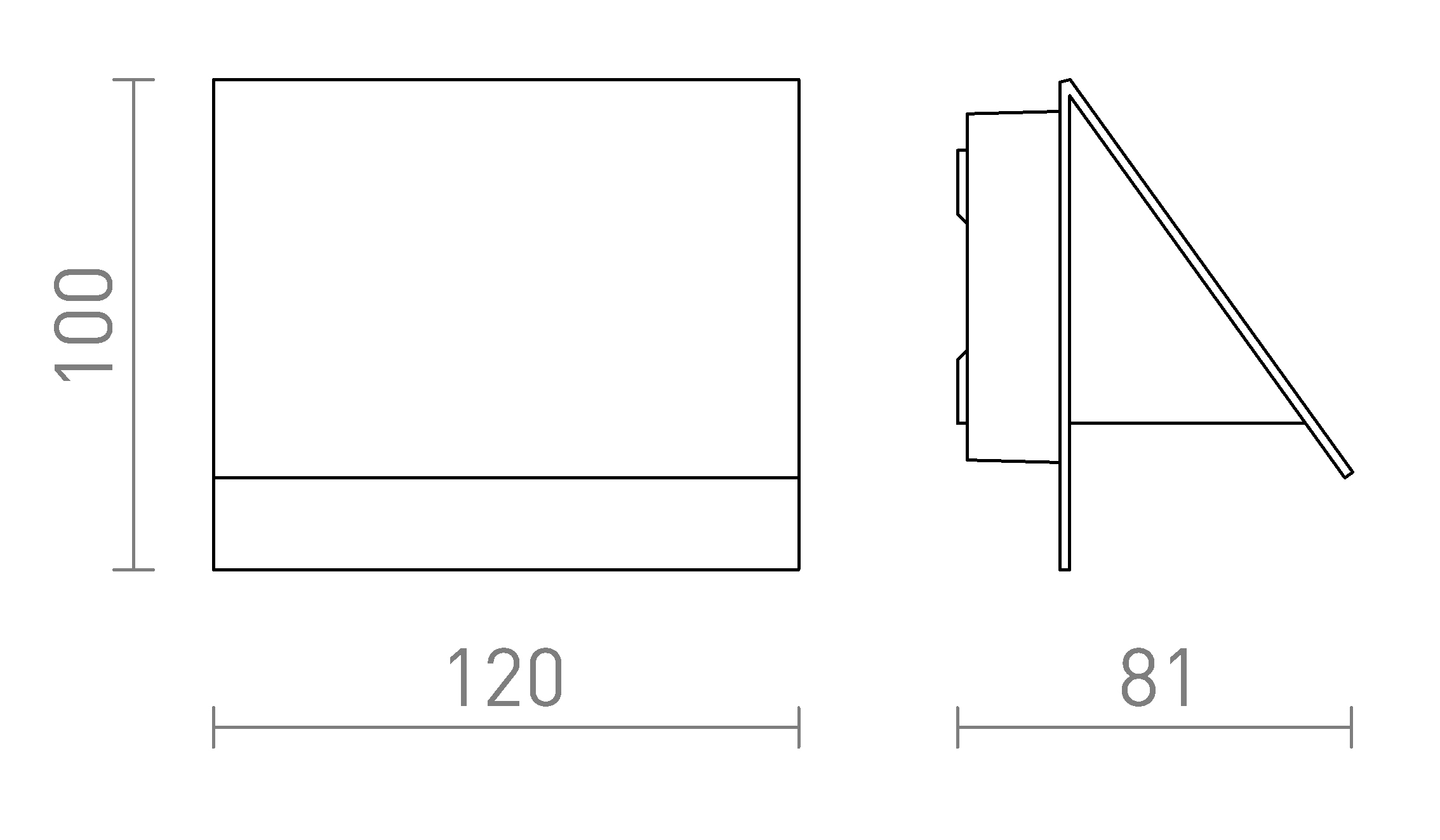 Termék vázlat – LEDRA GERI fali lámpa antracitszürke 230V LED 5W IP54 3000K