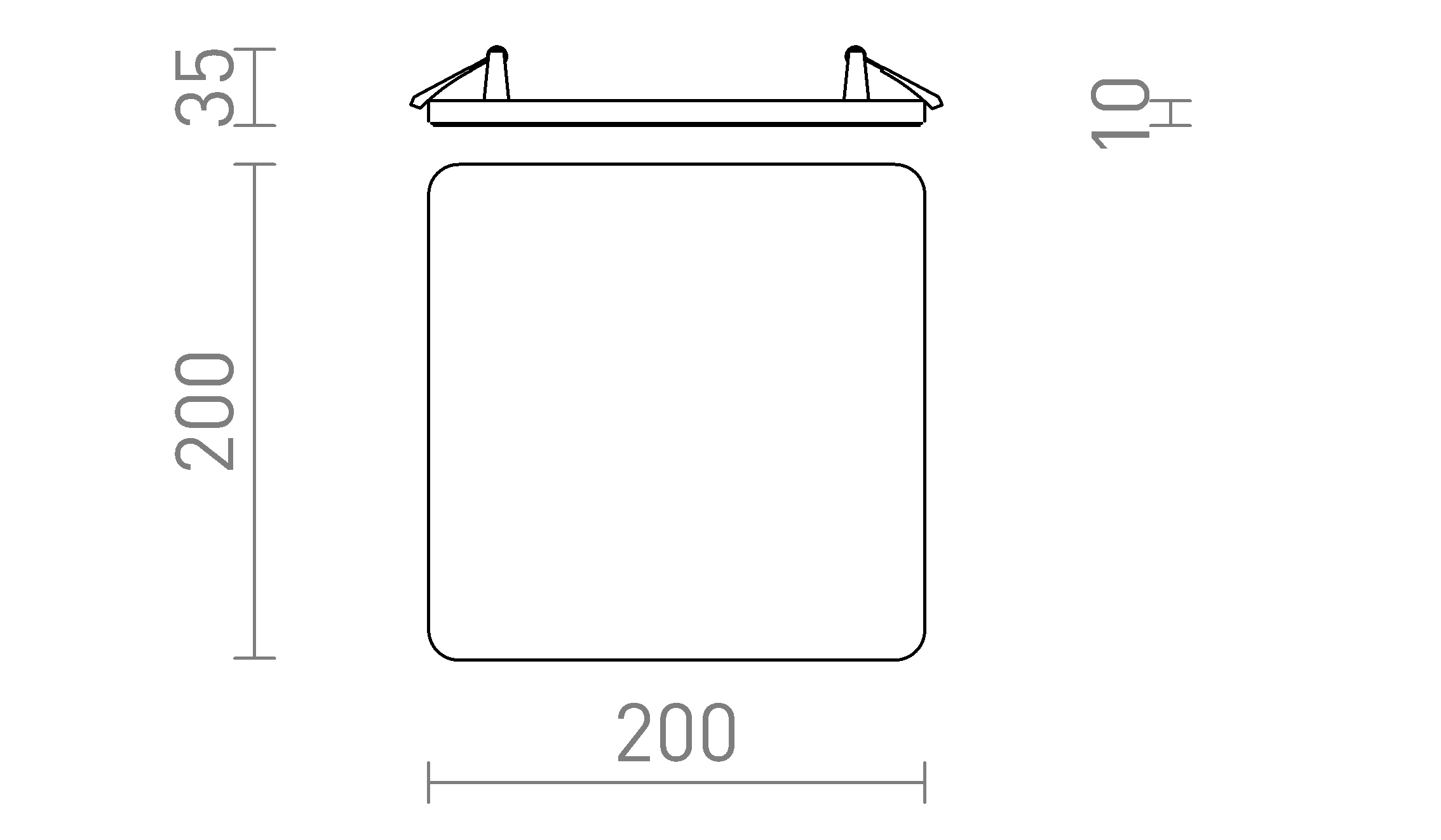Termék vázlat – LEDRA BJORK SQ 20 süllyesztett lámpa fehér 230V LED 18W 3000K