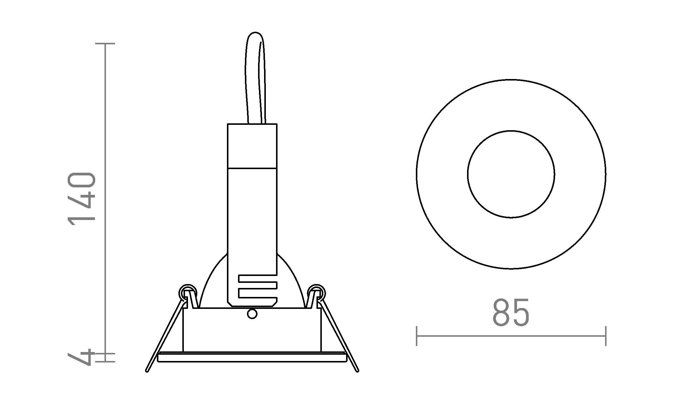 Termék vázlat – LEDRA ISLA süllyesztett lámpa fehér 230V LED GU10 7W IP65