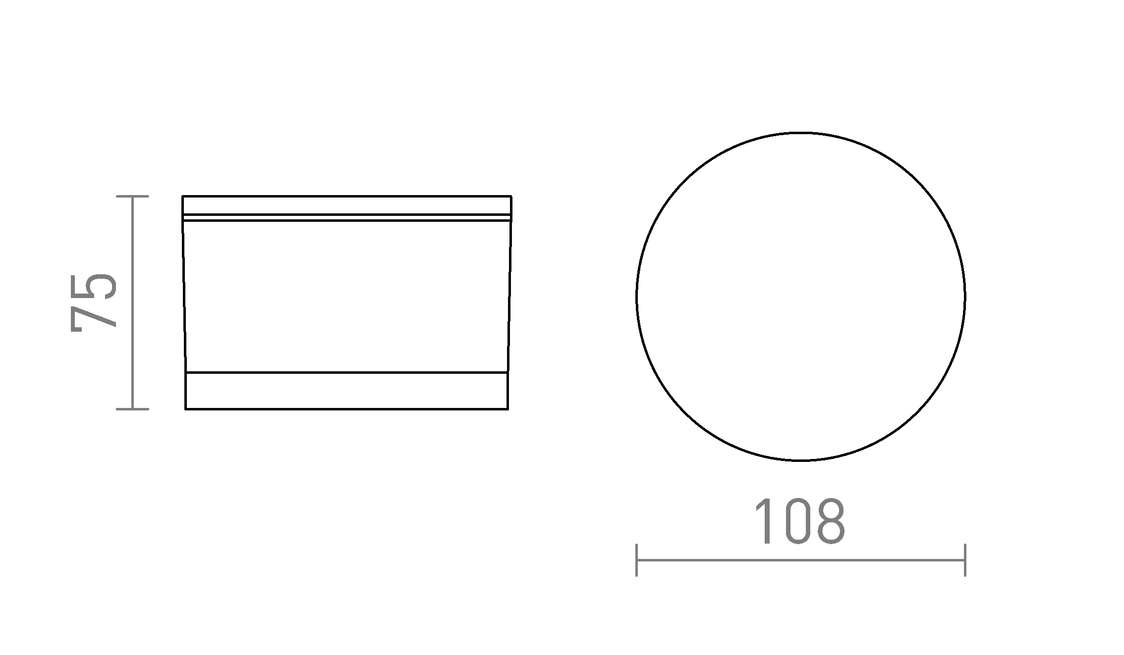 Termék vázlat – LEDRA ORIN R mennyezeti lámpa antracit szatinált akril 230V LED 10W IP54 3000K