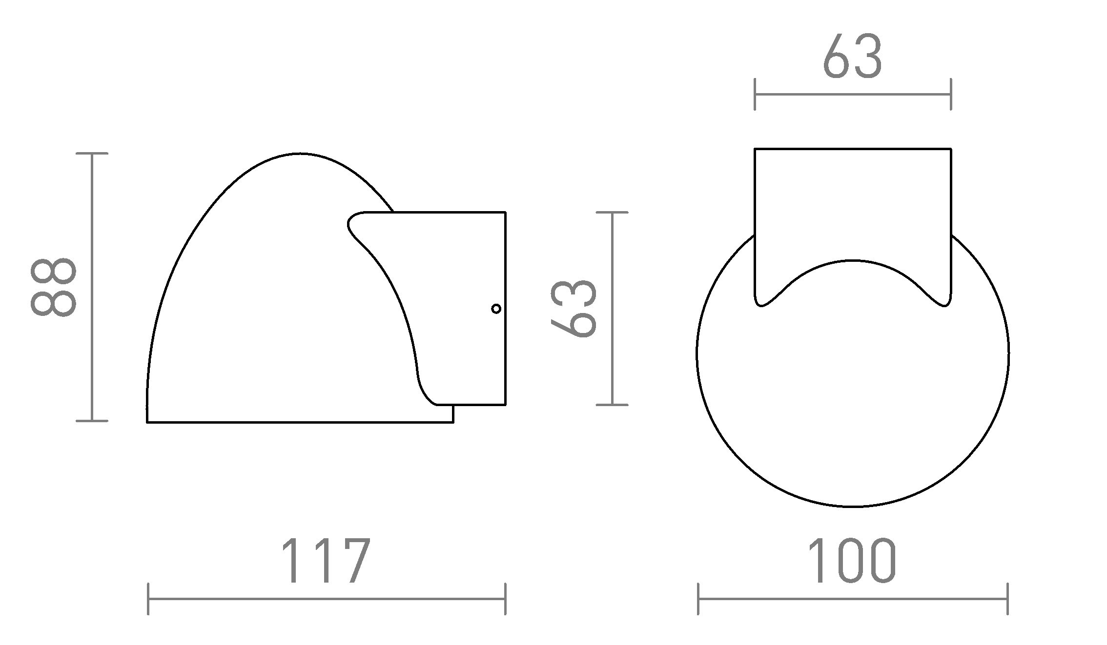 Termék vázlat – LEDRA BOURDON fali lámpa antracit 230V LED GU10 8W IP54
