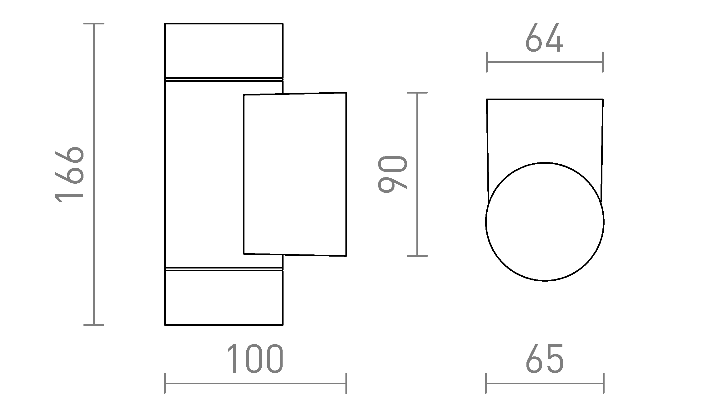 Termék vázlat – LEDRA MIZZI NEW II fali lámpa antracit 230V LED GU10 2x8W IP65