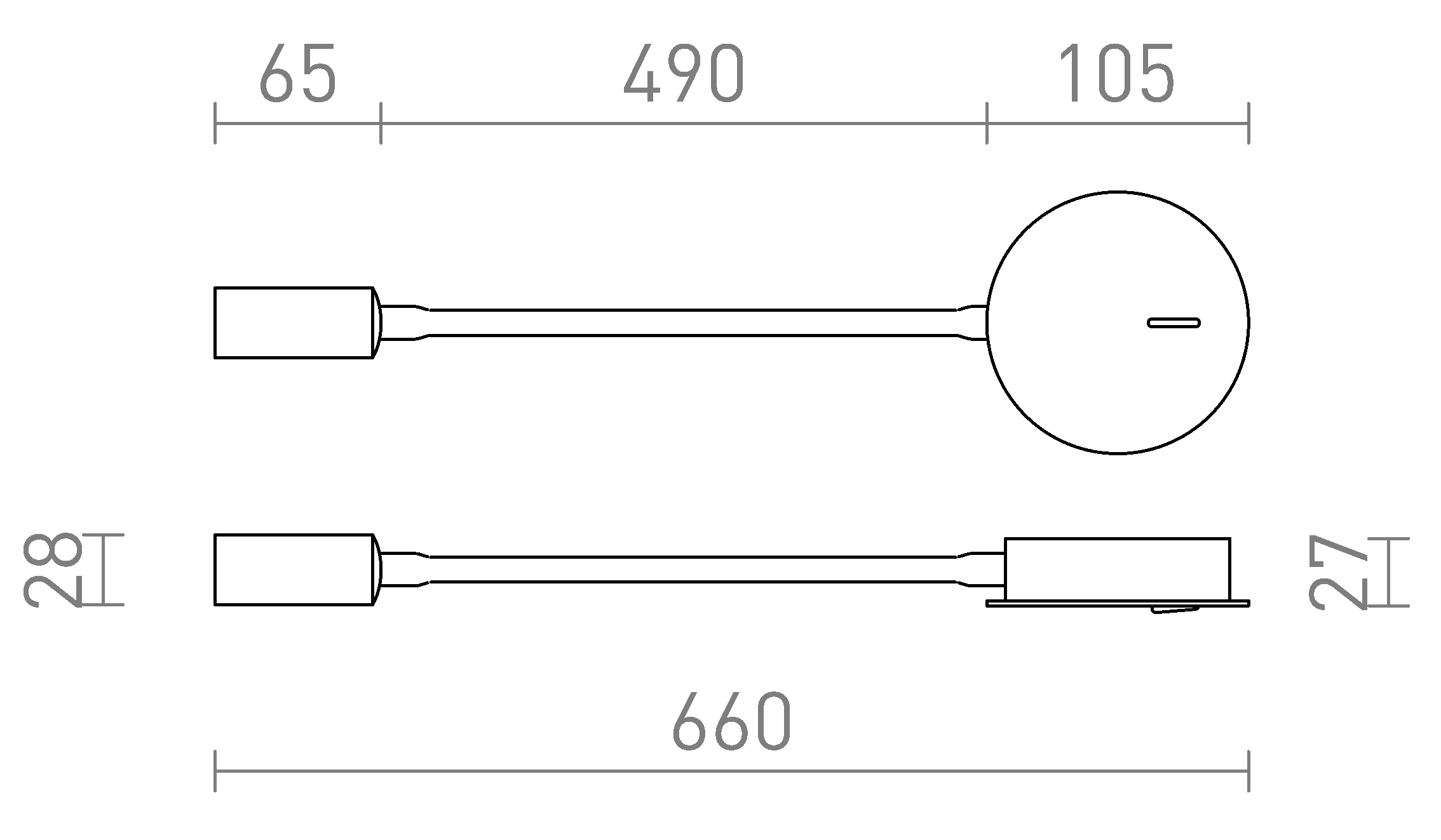 Termék vázlat – LEDRA VALE fali lámpa fekete 230V LED 3W 30° 3000K