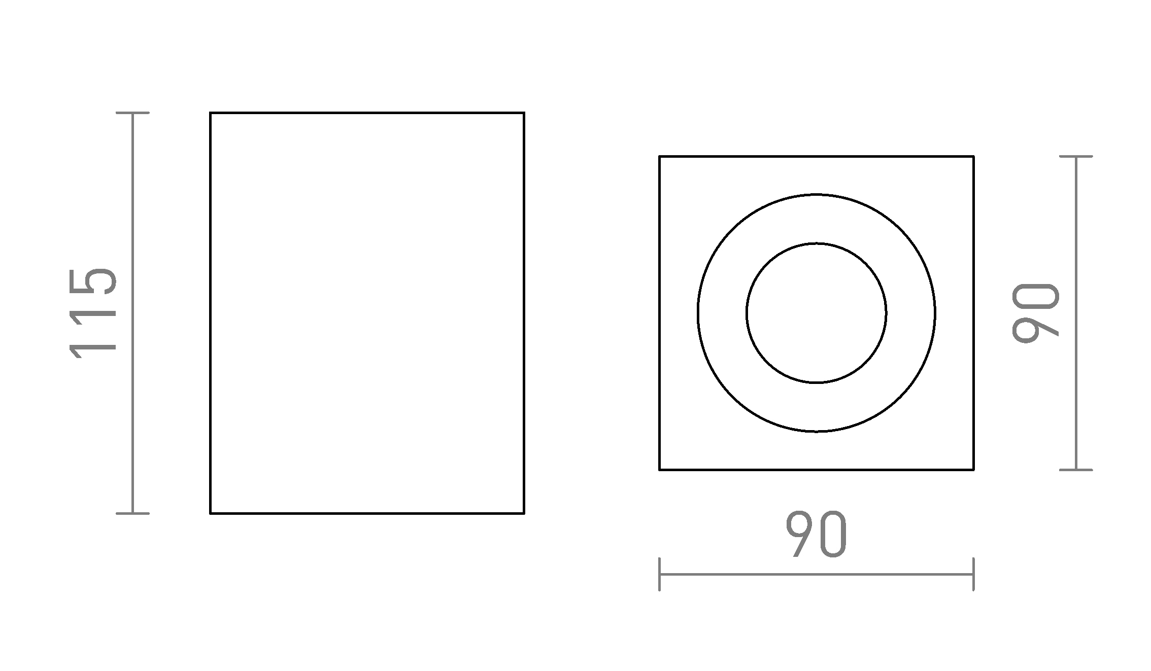 Termék vázlat – LEDRA KIM mennyezeti lámpa fehér 230V LED GU10 7W IP65