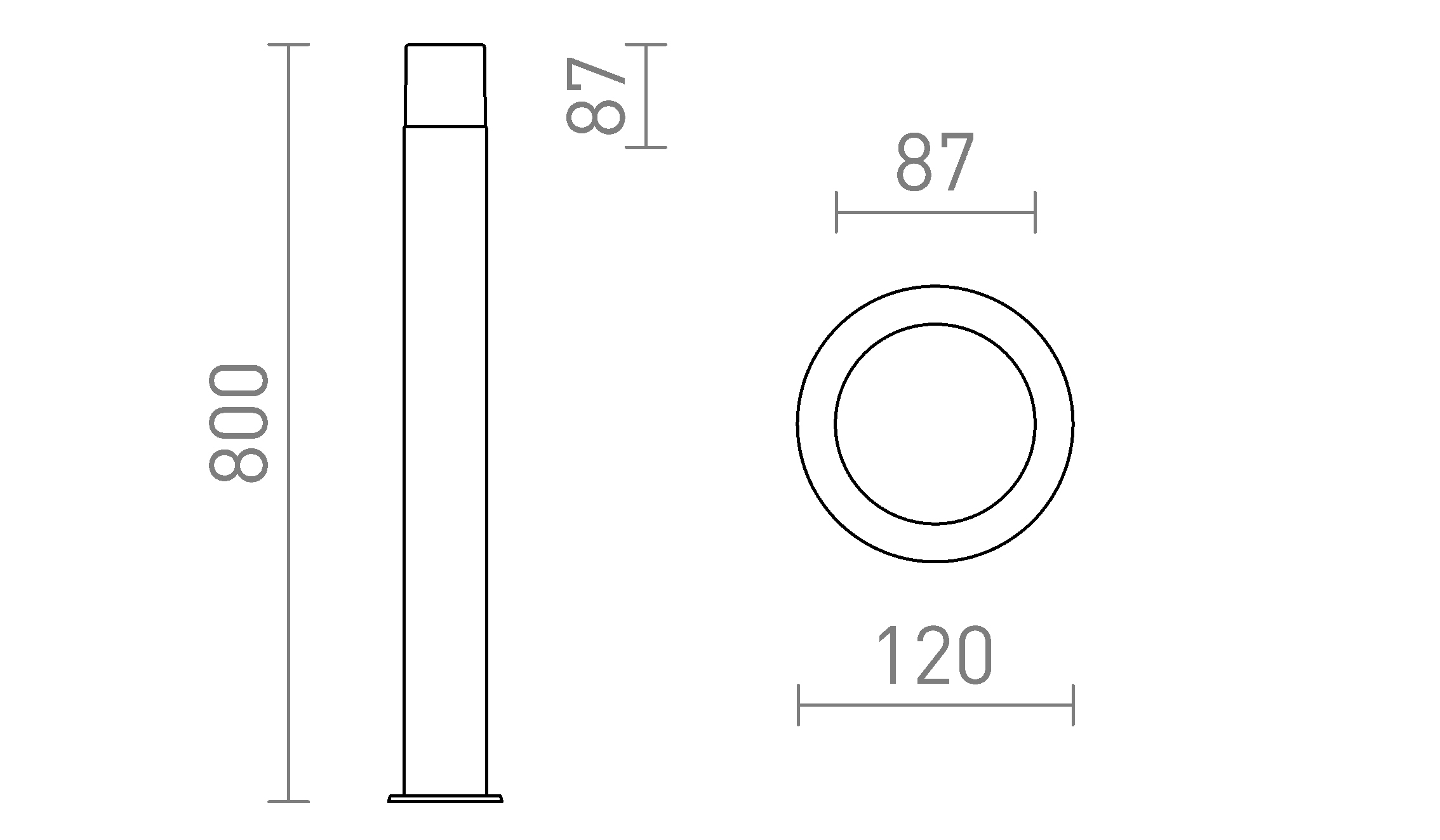 Termék vázlat – LEDRA BONNIE 80 állólámpa antracit 230V LED E27 11W IP44