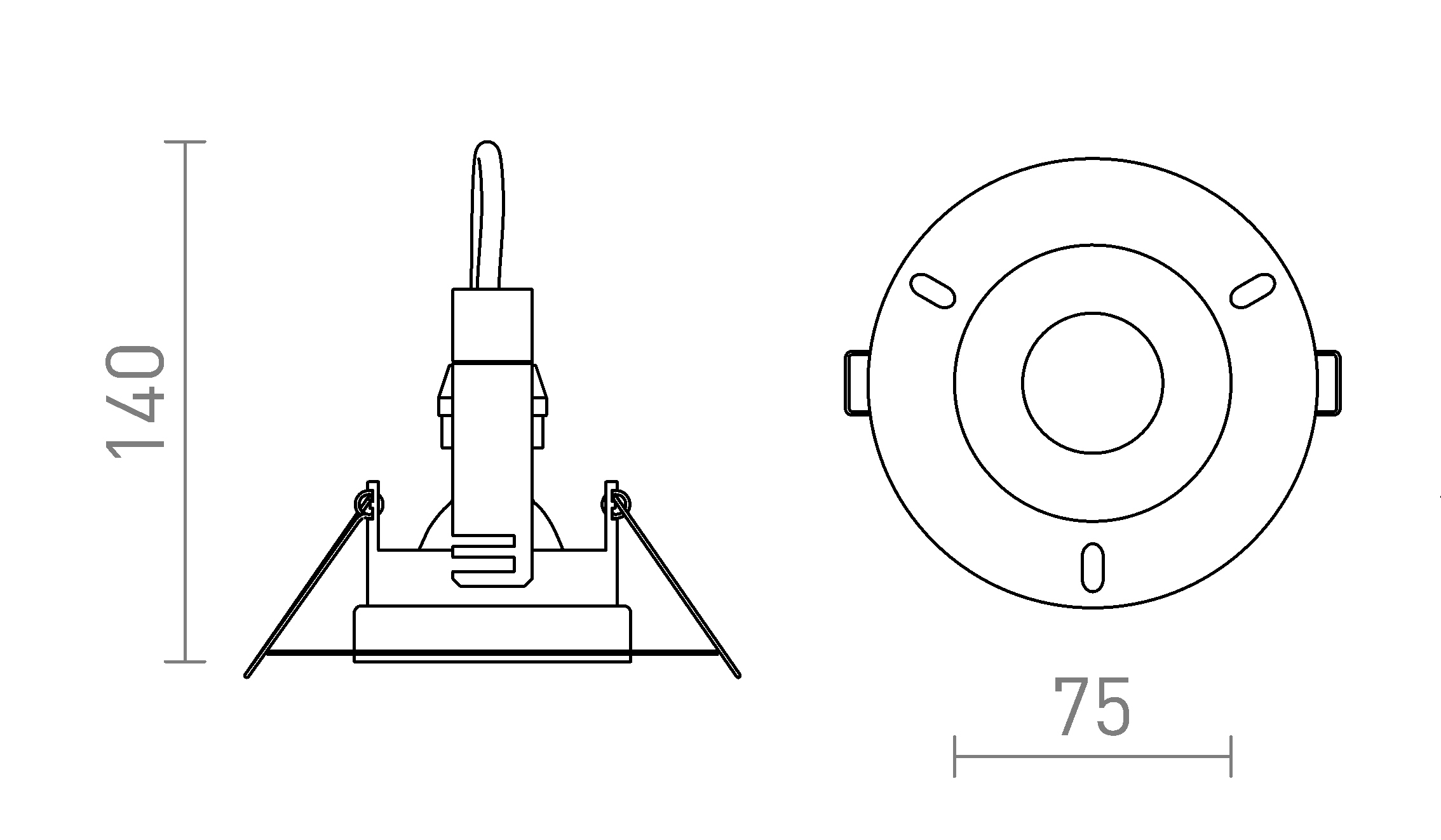 Termék vázlat – LEDRA BRAN süllyesztett lámpa fehér 230V LED GU10 15W IP65