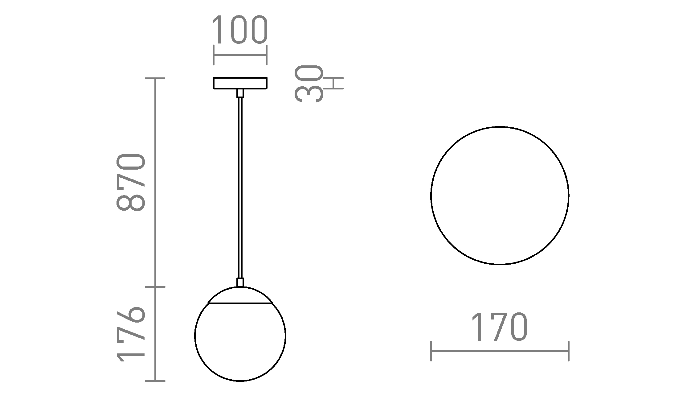 Termék vázlat – LEDRA BOLLY 17 függőlámpa opálüveg/króm 230V LED E27 11W IP44