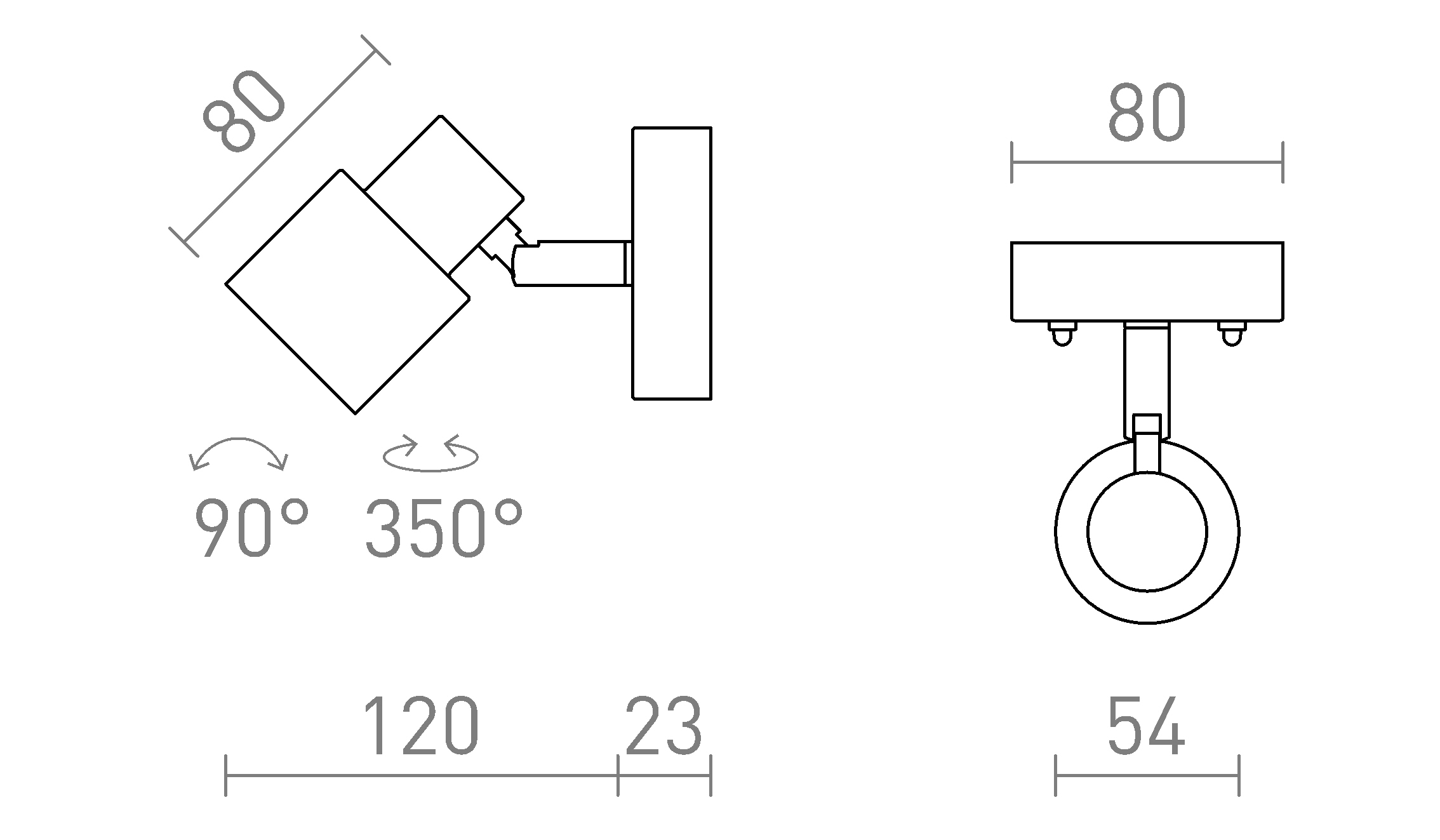 Termék vázlat – LEDRA VALTO I fali lámpa króm 230V GU10 LED 5W IP44