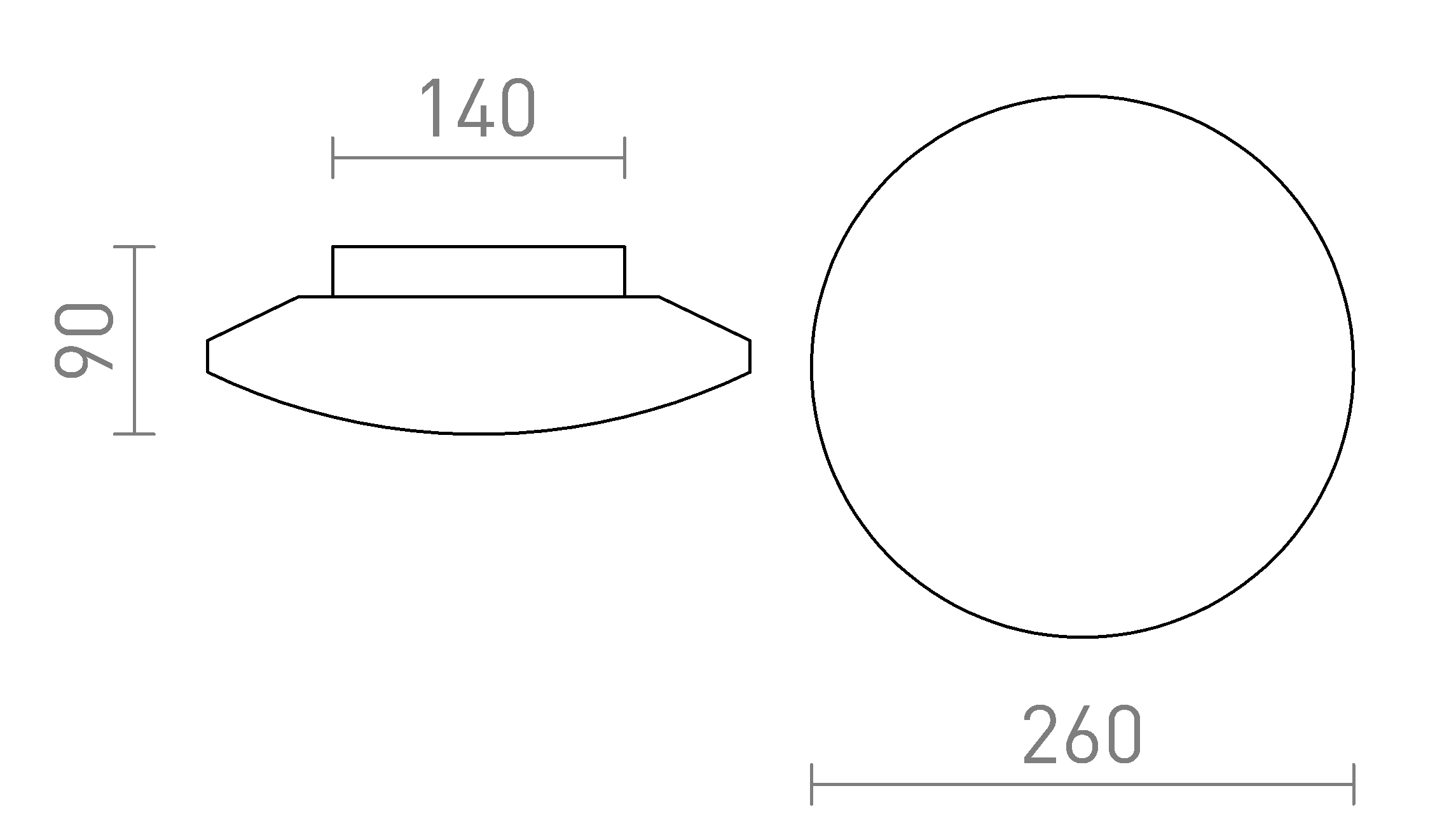 Termék vázlat – LEDRA SARA LED 26 mennyezeti lámpa opálüveg/króm 230V LED 12W IP44 3000K