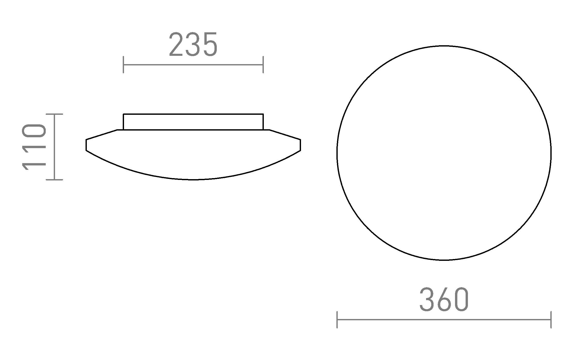 Termék vázlat – LEDRA SARA LED 36 mennyezeti lámpa opálüveg/króm 230V LED 24W IP44 3000K