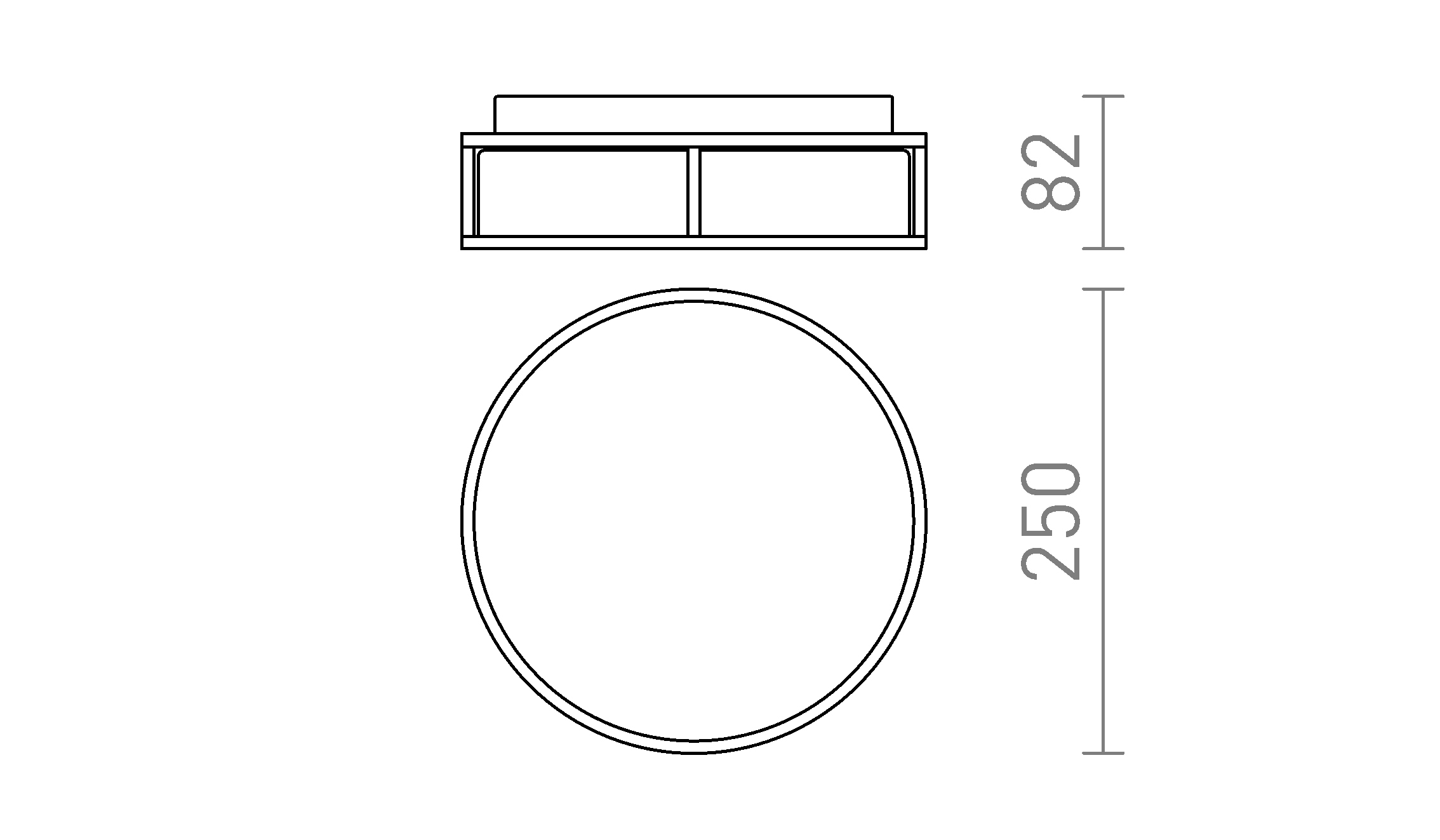 Termék vázlat – LEDRA GRANDE LED 25 mennyezeti lámpa opálüveg/króm 230V LED 12W IP44 3000K