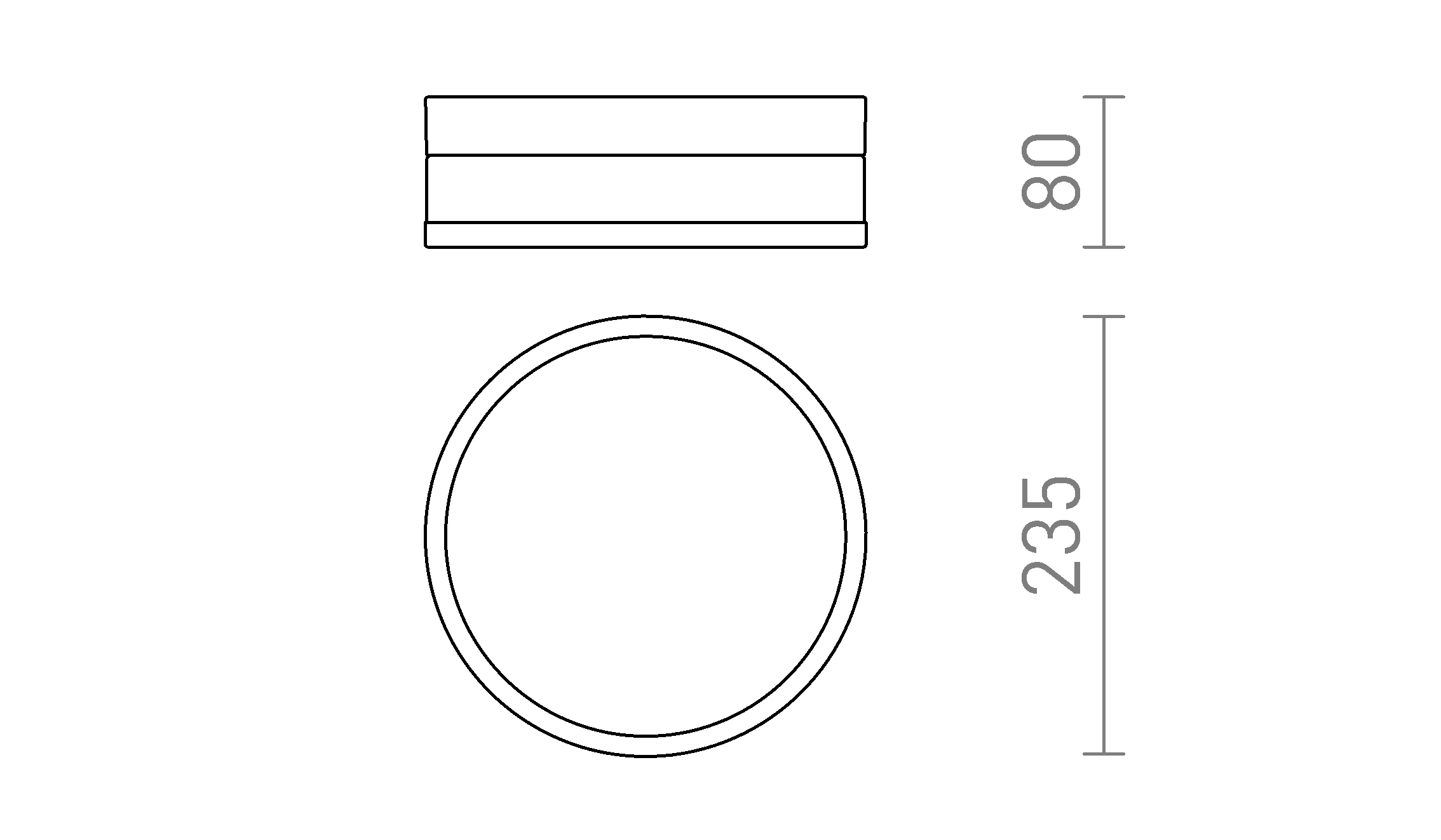 Termék vázlat – LEDRA CIRA LED 23 mennyezeti lámpa opálüveg/fekete 230V LED 12W IP44 3000K