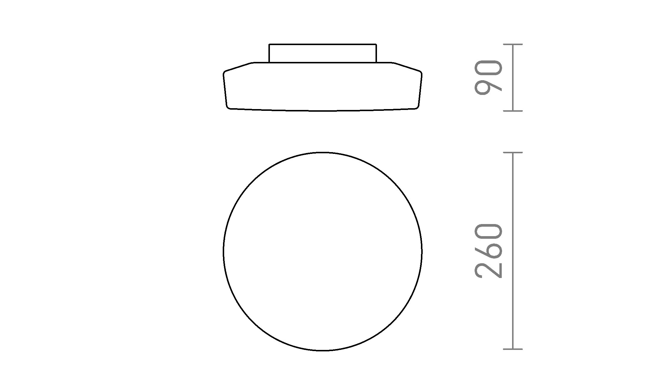 Termék vázlat – LEDRA ZARA LED 26 mennyezeti lámpa opálüveg/króm 230V LED 12W IP44 3000K