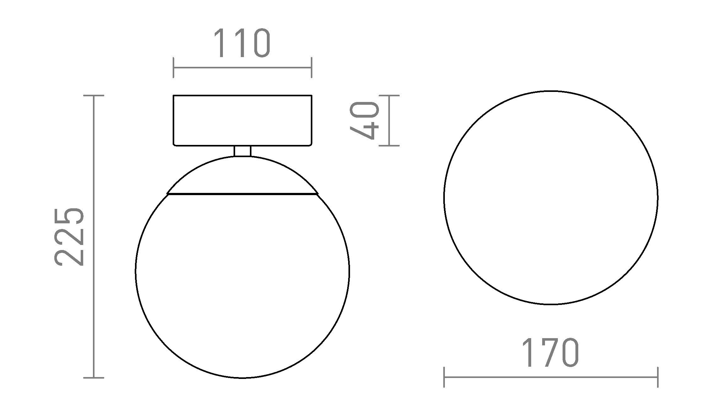 Termék vázlat – LEDRA BOLLY 17 mennyezeti lámpa opálüveg/króm 230V LED E27 11W IP44
