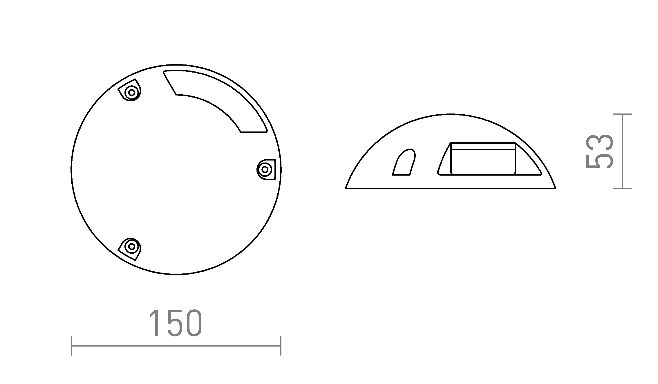 Termék vázlat – LEDRA TOPTOP S I antracitszürke 230V LED 1.5W IP67 3000K