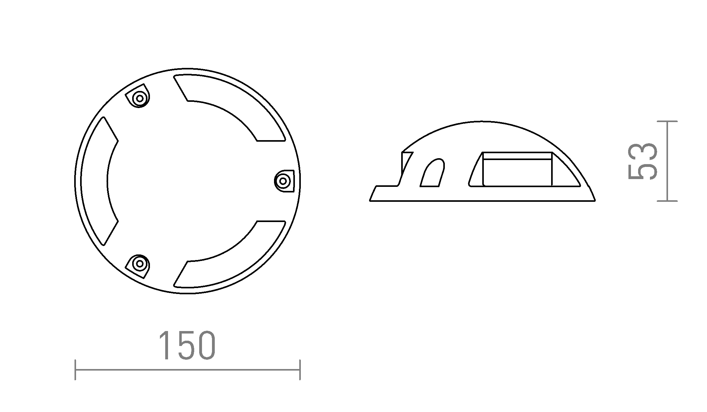 Termék vázlat – LEDRA TOPTOP S III antracitszürke 230V LED 3x1W IP67 3000K