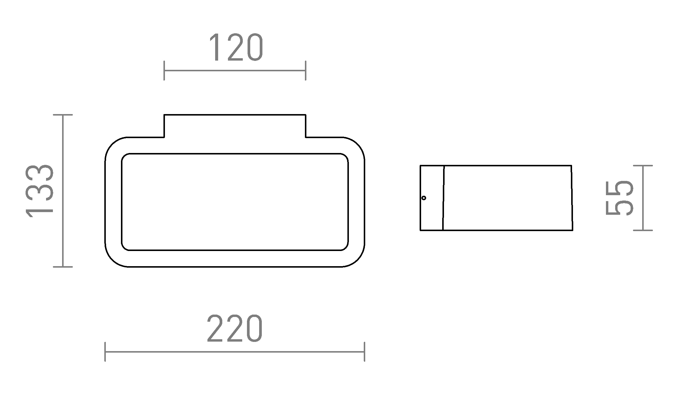 Termék vázlat – LEDRA TAPA fali lámpa fehér 230V LED 6W IP54 3000K