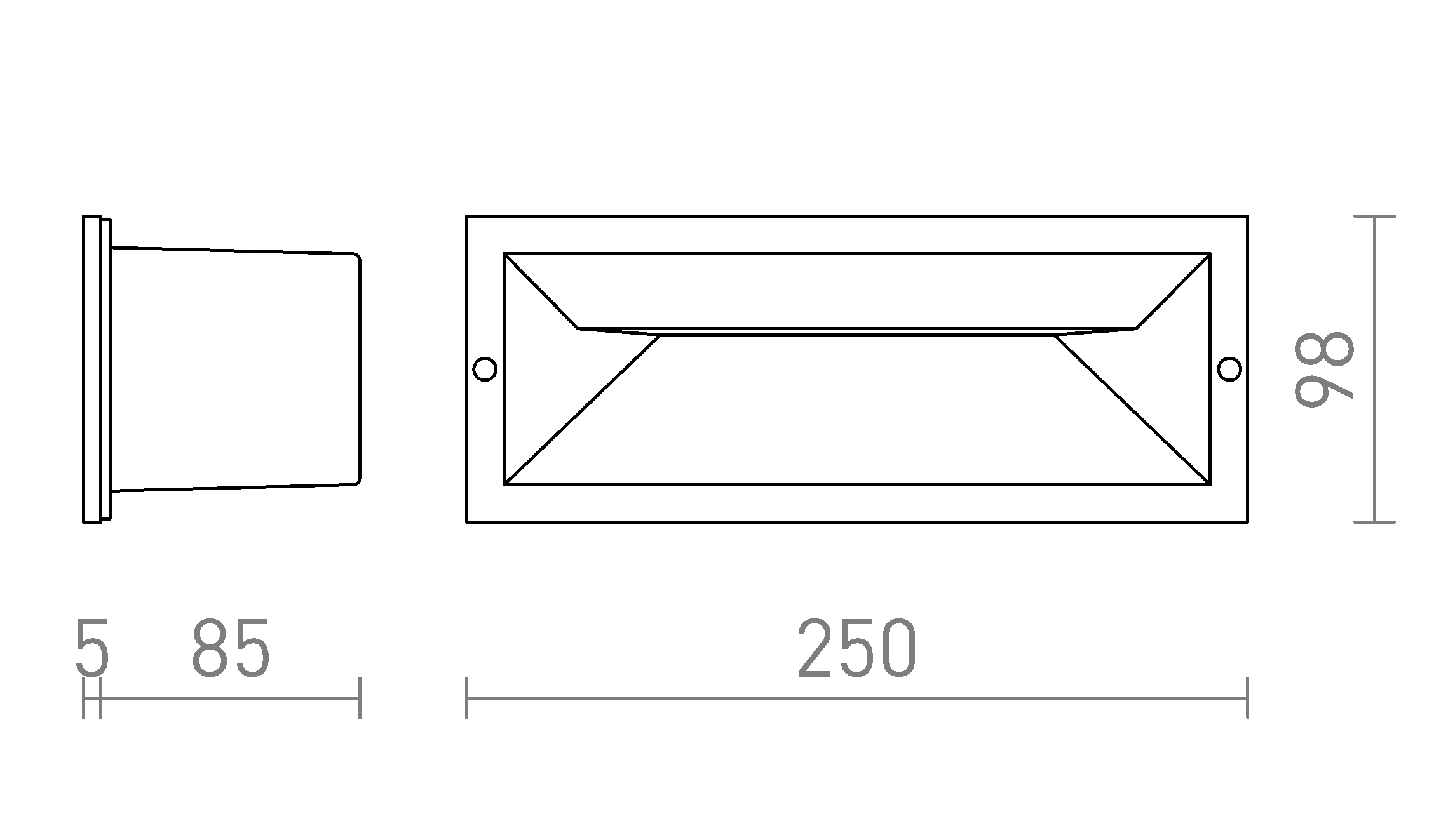 Termék vázlat – LEDRA RAGG süllyesztett lámpa fehér 230V LED 12W IP65 3000K