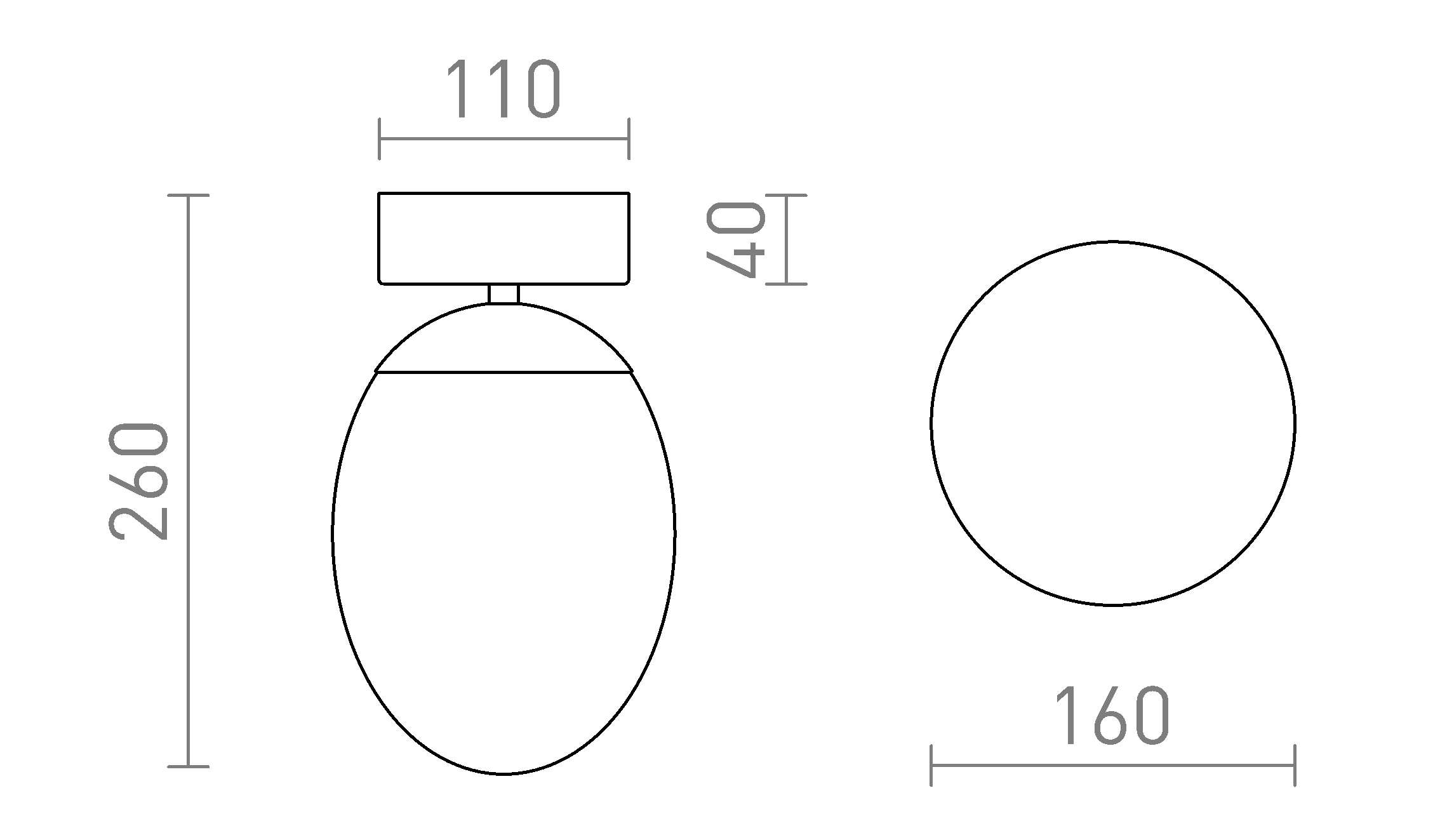Termék vázlat – LEDRA MERINGUE 16 mennyezeti lámpa opálüveg/króm 230V LED E27 15W IP44